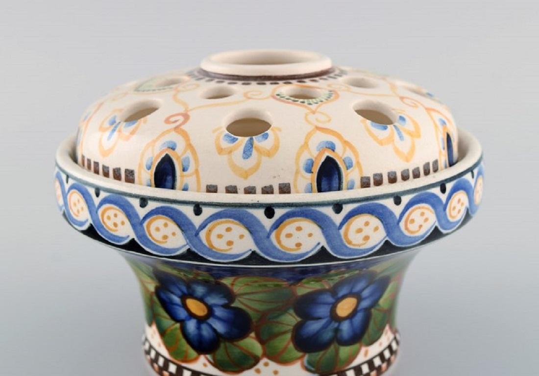 Aluminia Faience Vase with Hand-Painted Flowers, Approx. 1910 In Excellent Condition For Sale In Copenhagen, DK