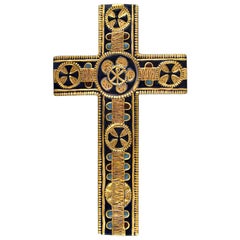Aluminia or Royal Copenhagen Cross of Faience Designed by Kari Christensen