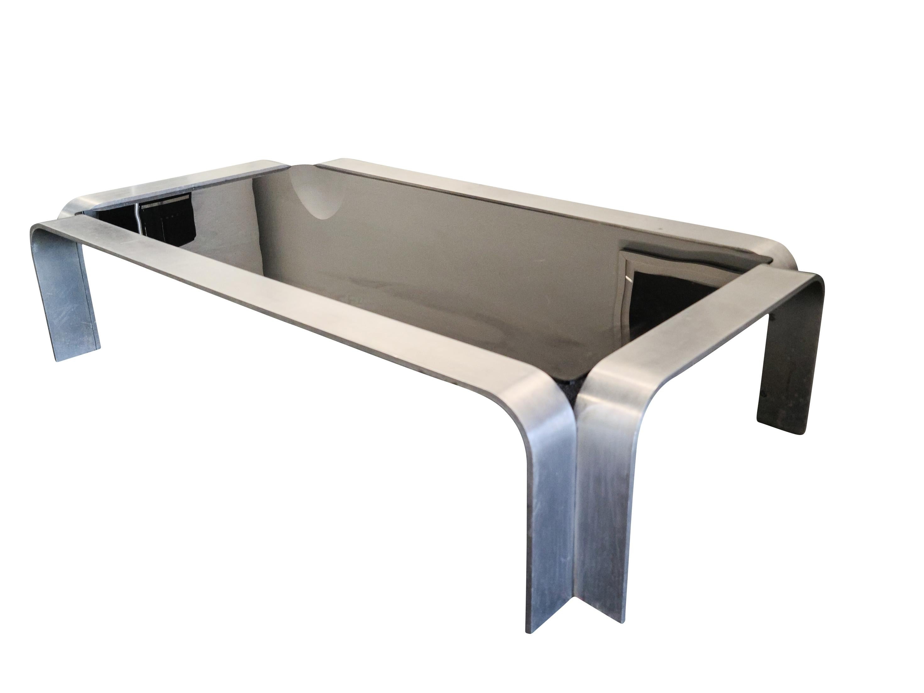 Modern Aluminum and Glass Late 20th Century Sculptural Coffee Table