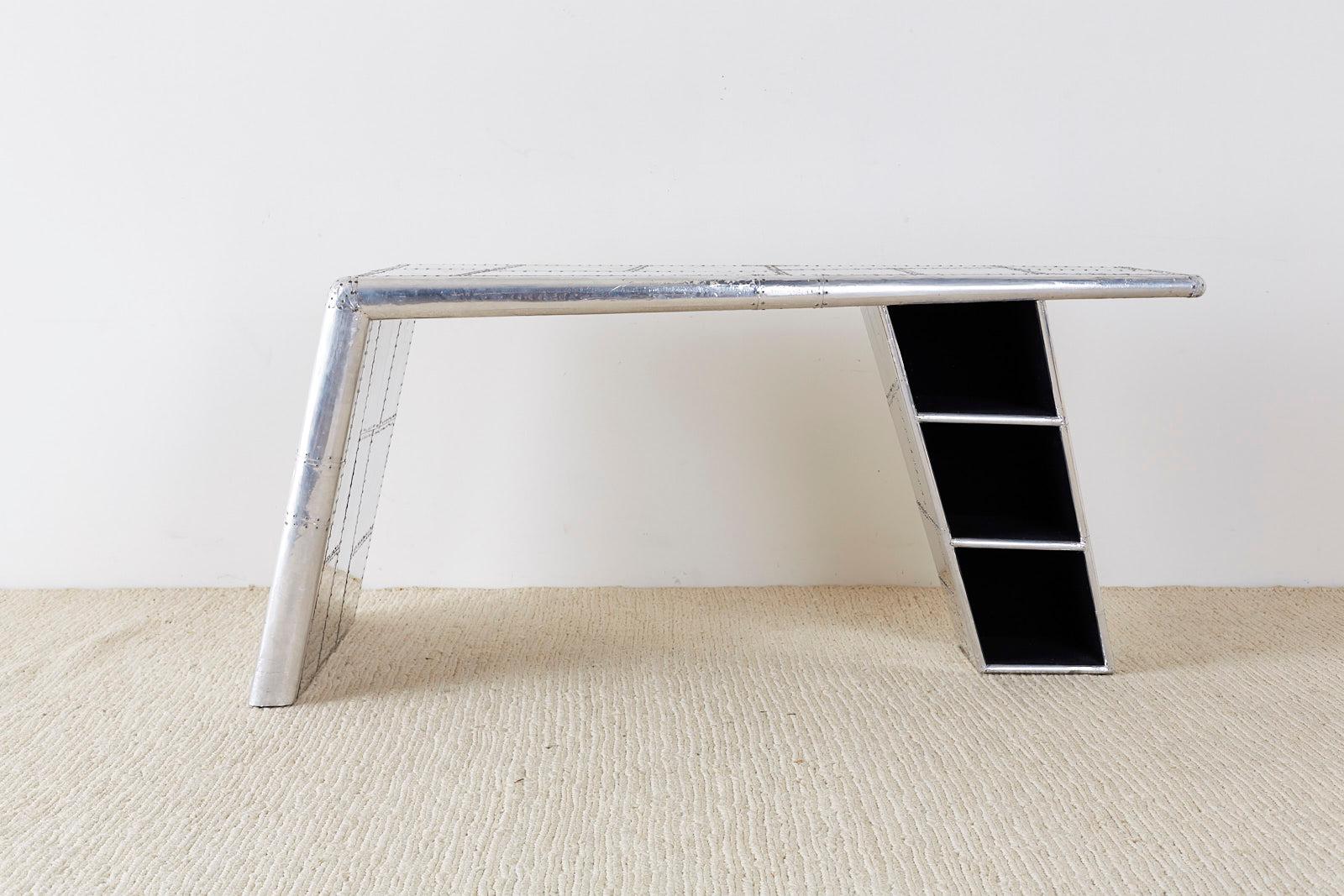 Contemporary Aluminum Aircraft Aviation Jet Wing Writing Table Desk