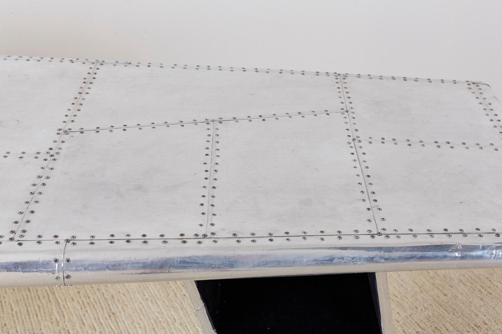 Polished Aluminum Aircraft Aviation Jet Wing Writing Table Desk