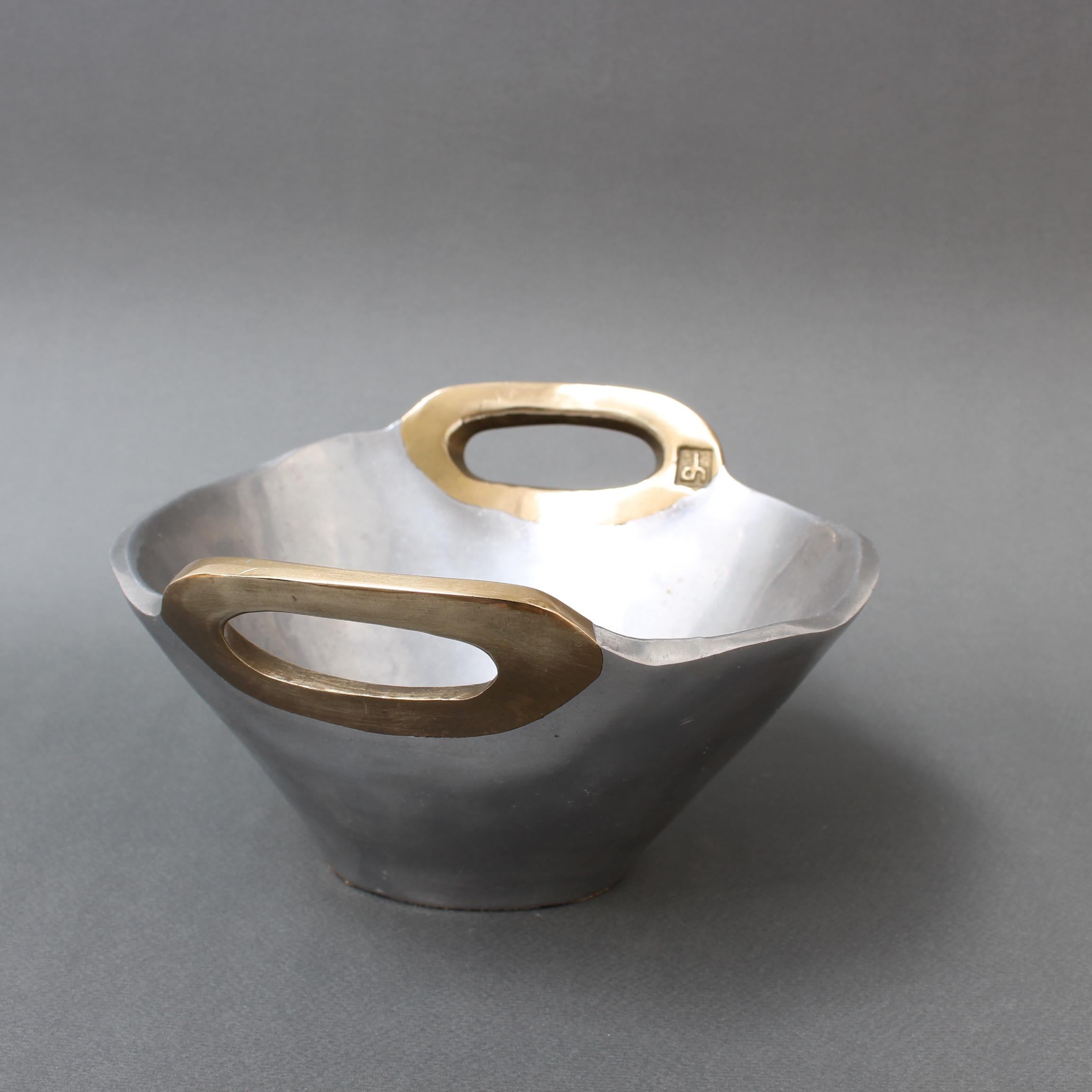 Aluminum Aluminium and Brass Bowl by David Marshall 'circa 1980s'