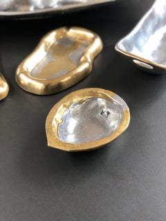 Aluminum and Brass Brutalist Decorative Vide-Poche, Alfonso Marquez, circa 1970s