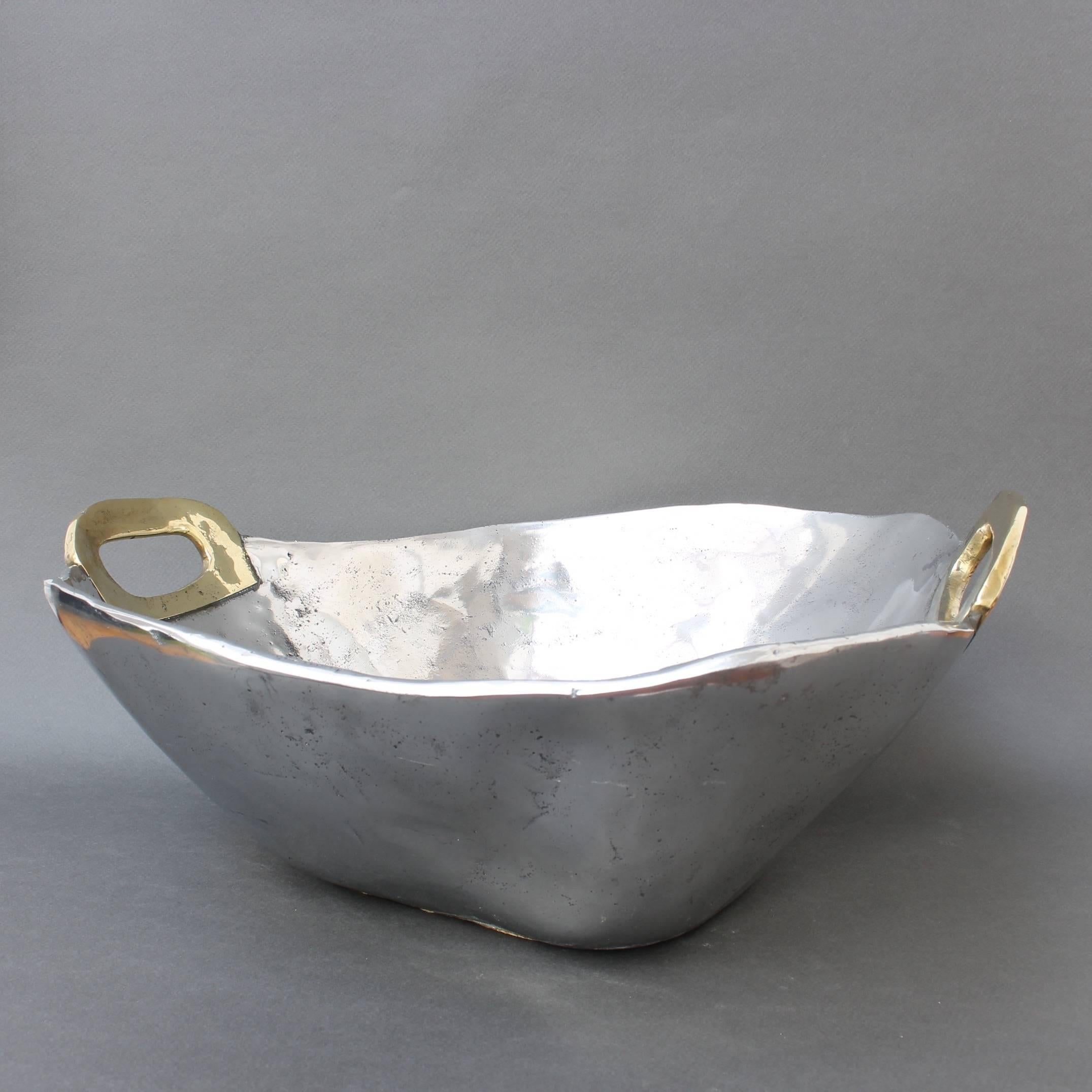 Spanish Aluminium and Brass Brutalist Style Bowl by David Marshall, circa 1970s