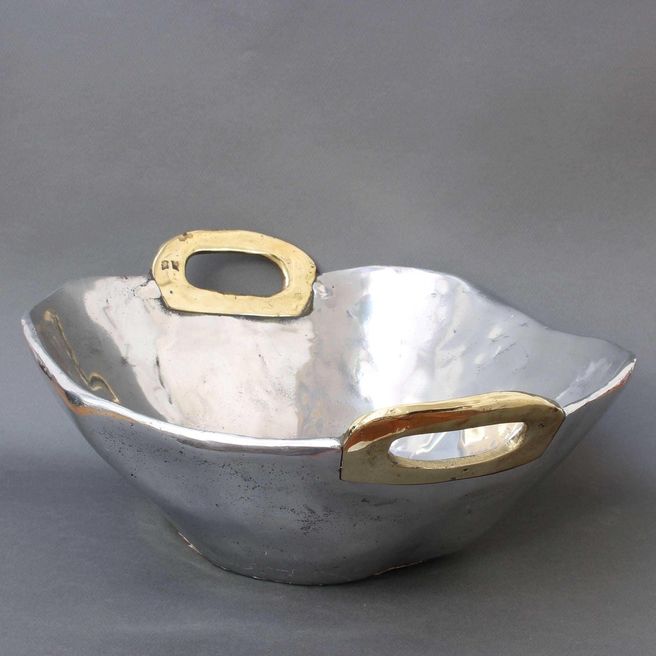 Aluminium and Brass Brutalist Style Bowl by David Marshall, circa 1970s In Good Condition In London, GB