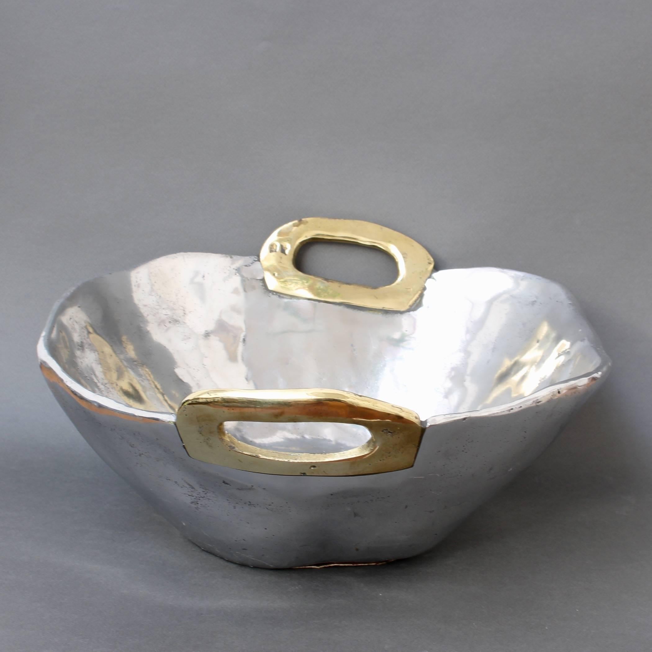 Late 20th Century Aluminium and Brass Brutalist Style Bowl by David Marshall, circa 1970s