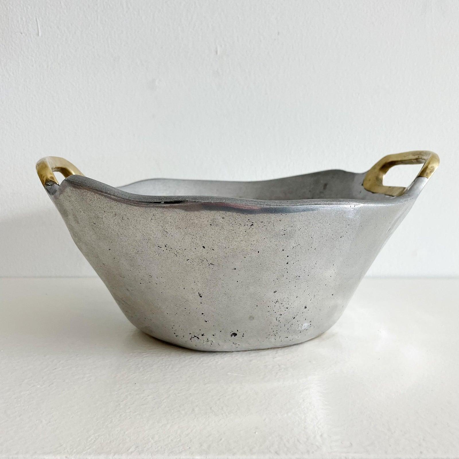 Hand-Crafted Aluminium and Brass Brutalist Style Bowl by David Marshall, Circa 1970s