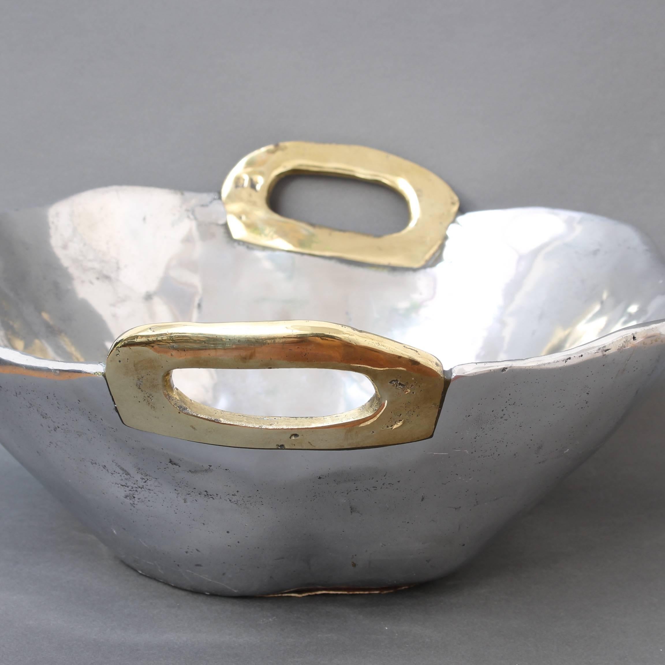 Aluminium and Brass Brutalist Style Bowl by David Marshall, circa 1970s 1