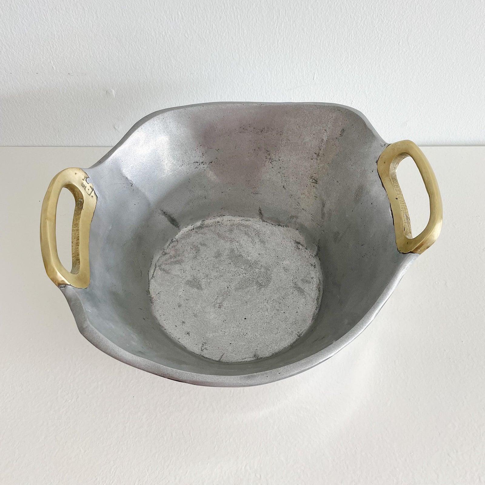Aluminium and Brass Brutalist Style Bowl by David Marshall, Circa 1970s In Good Condition In West Palm Beach, FL