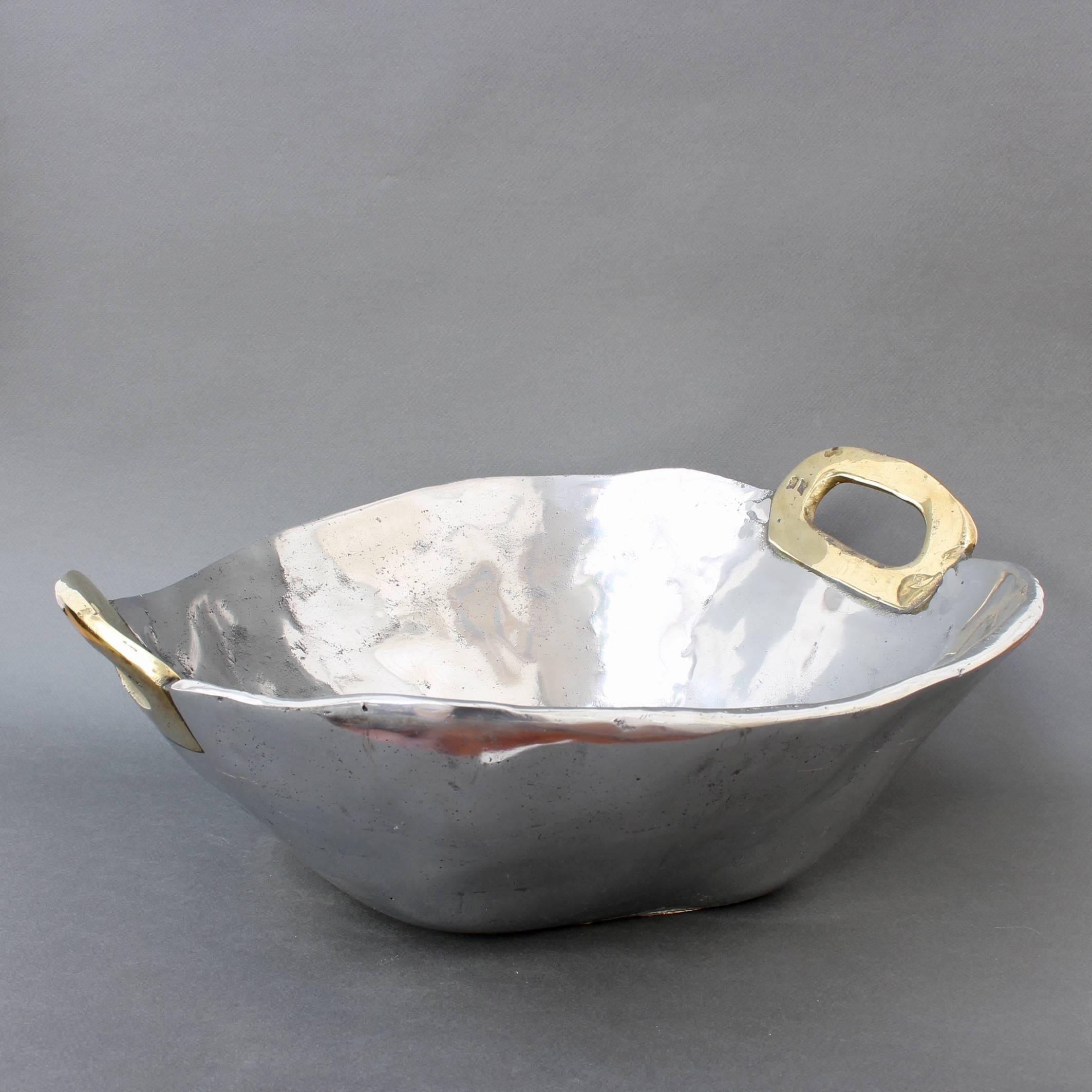Aluminium and Brass Brutalist Style Bowl by David Marshall, circa 1970s 2