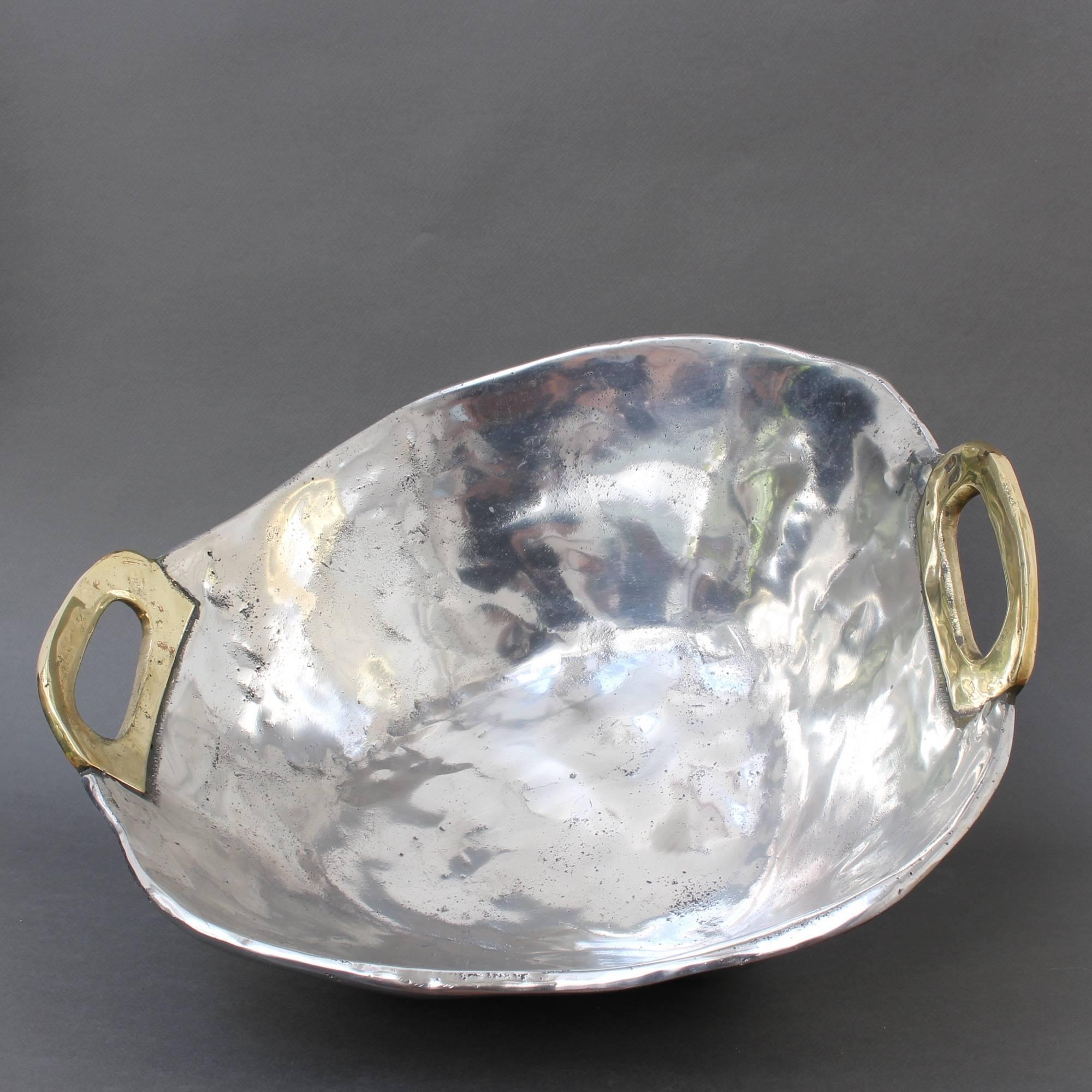 Aluminium and Brass Brutalist Style Bowl by David Marshall, circa 1970s 3