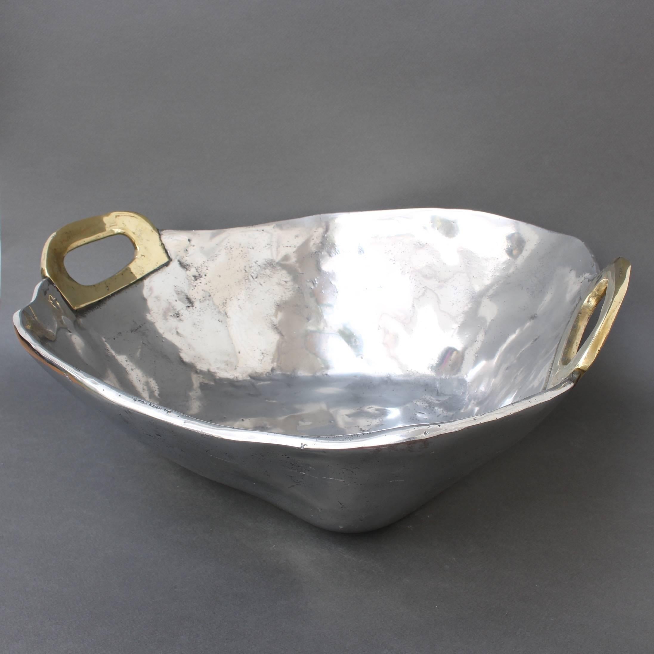 Aluminium and Brass Brutalist Style Bowl by David Marshall, circa 1970s 4