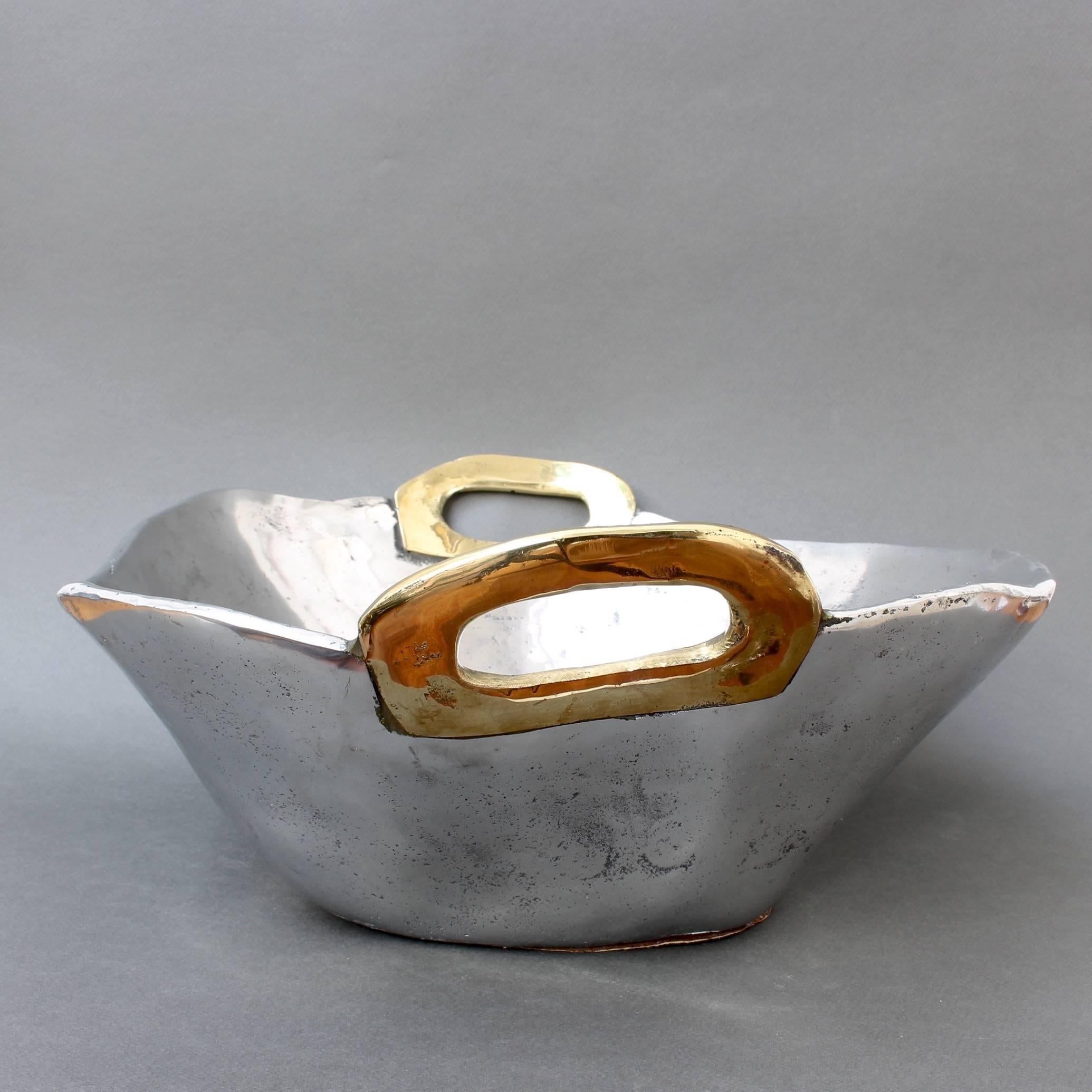 Aluminium and Brass Brutalist Style Bowl by David Marshall, circa 1970s 5