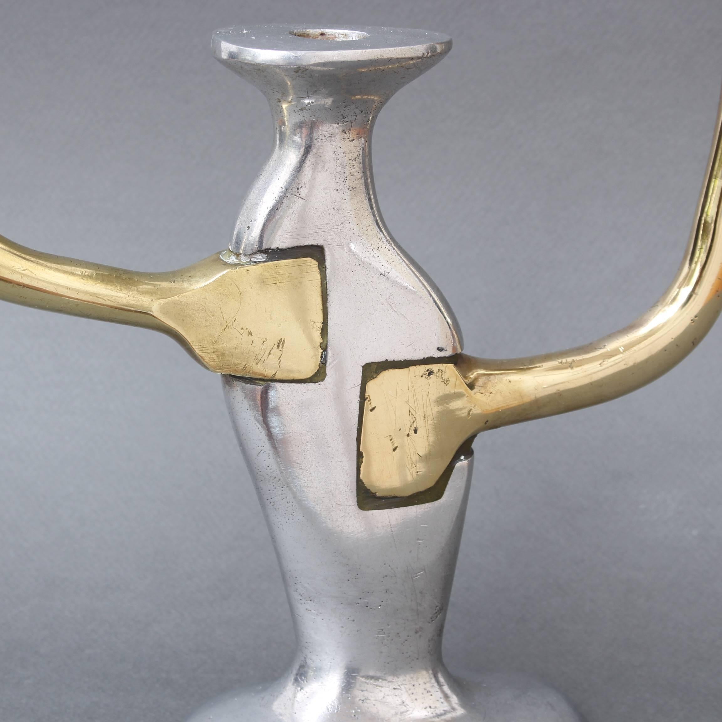 Aluminium and Brass Brutalist Style Candleholder by David Marshall, circa 1970s In Good Condition In London, GB