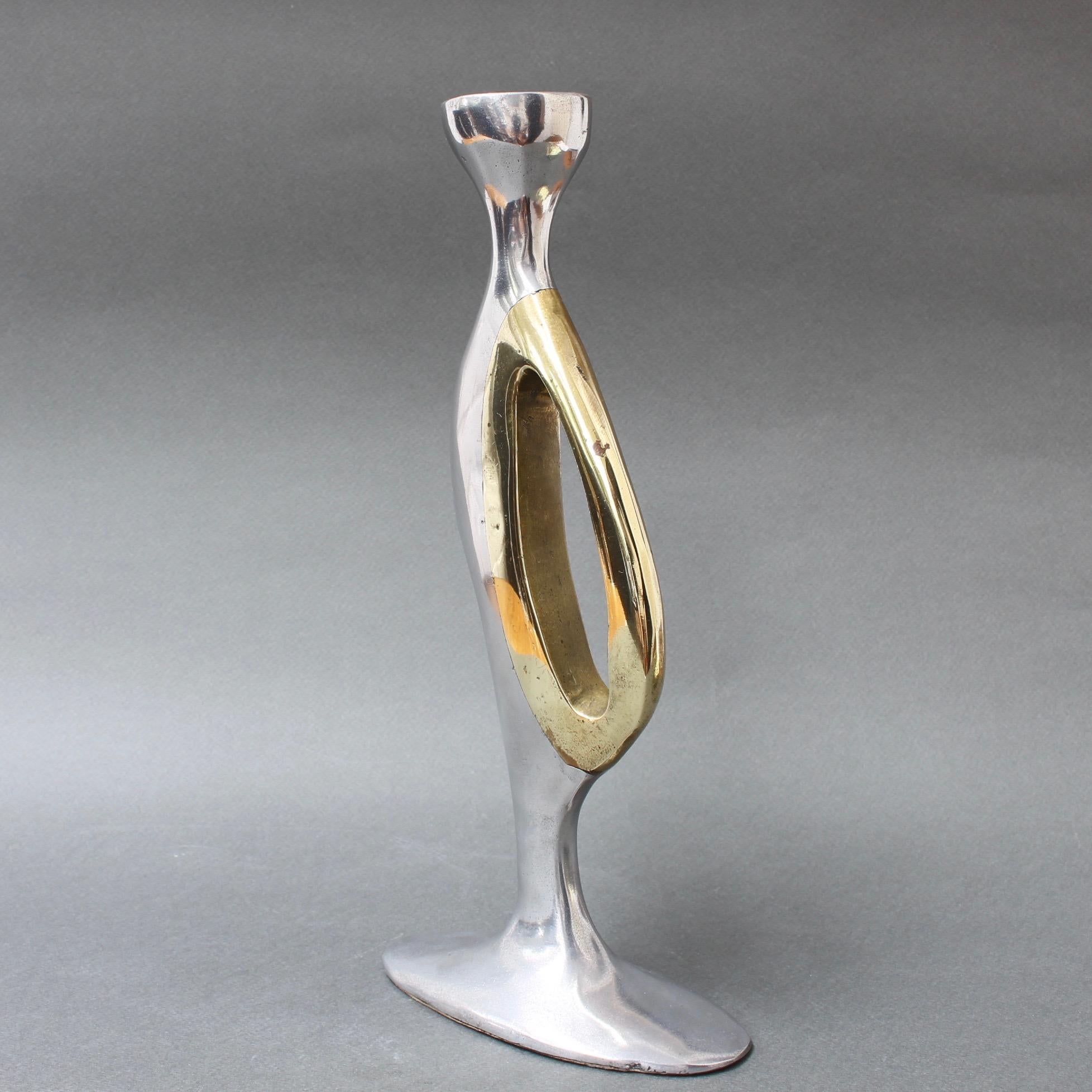 Spanish Aluminium and Brass Brutalist Style Candleholder by Leopold, s.c, 'circa 1970s'