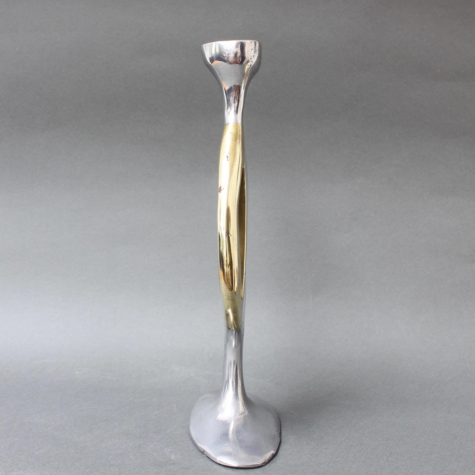 Aluminium and Brass Brutalist Style Candleholder by Leopold, s.c, 'circa 1970s' In Good Condition In London, GB