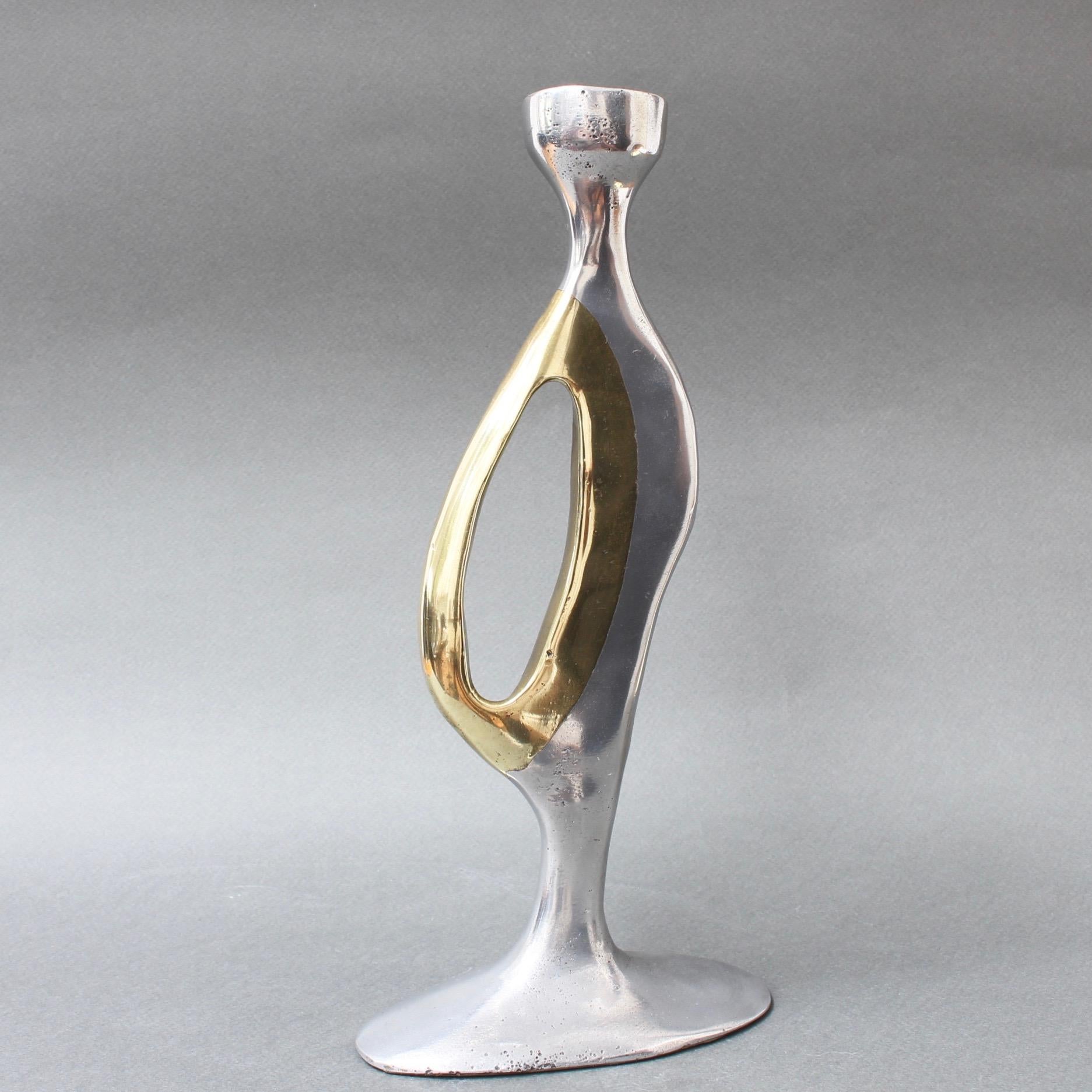 Aluminium and Brass Brutalist Style Candleholder by Leopold, s.c, 'circa 1970s' 1