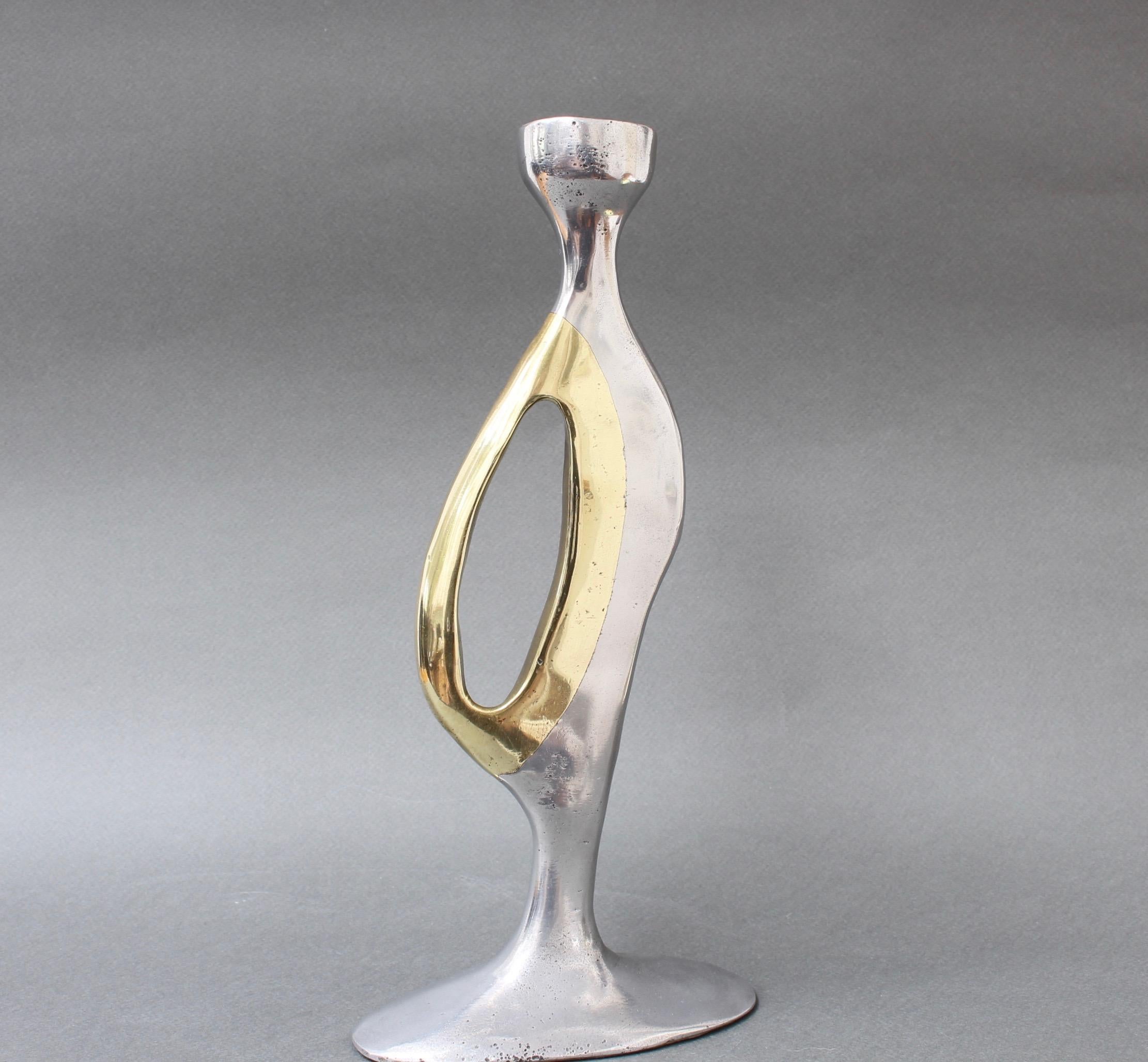 Aluminium and Brass Brutalist Style Candleholder by Leopold, s.c, 'circa 1970s' 2