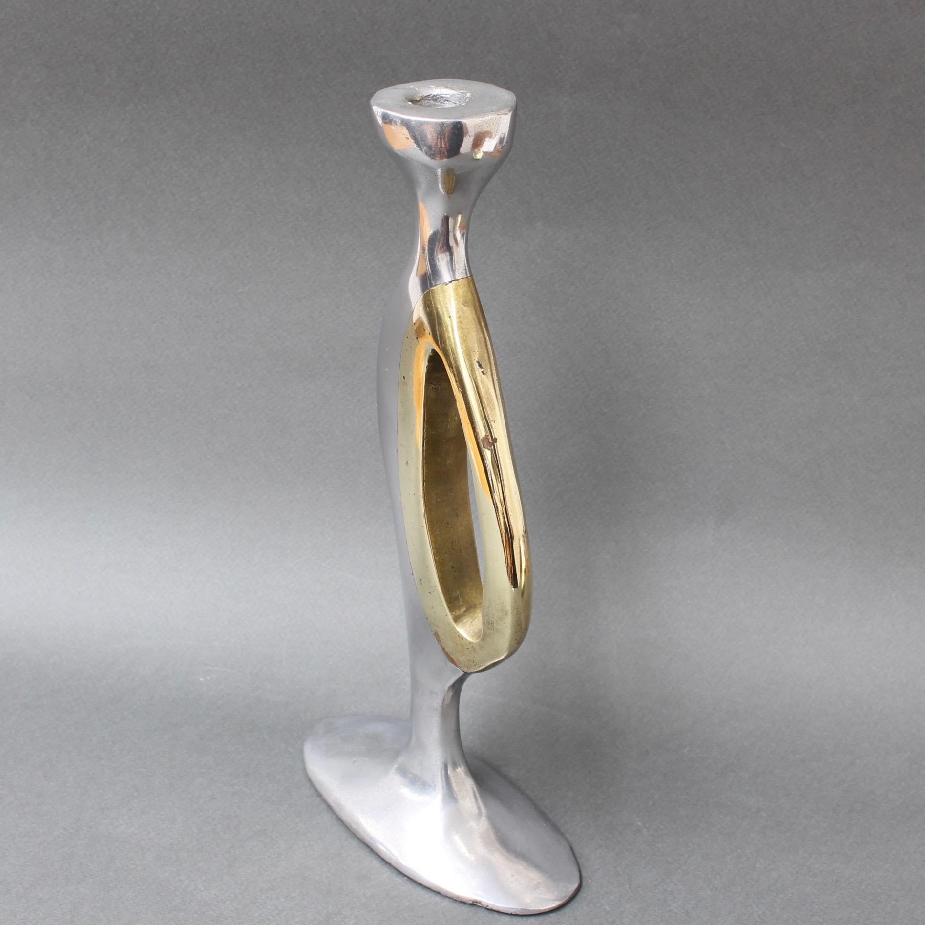 Aluminium and Brass Brutalist Style Candleholder by Leopold, s.c, 'circa 1970s' 3