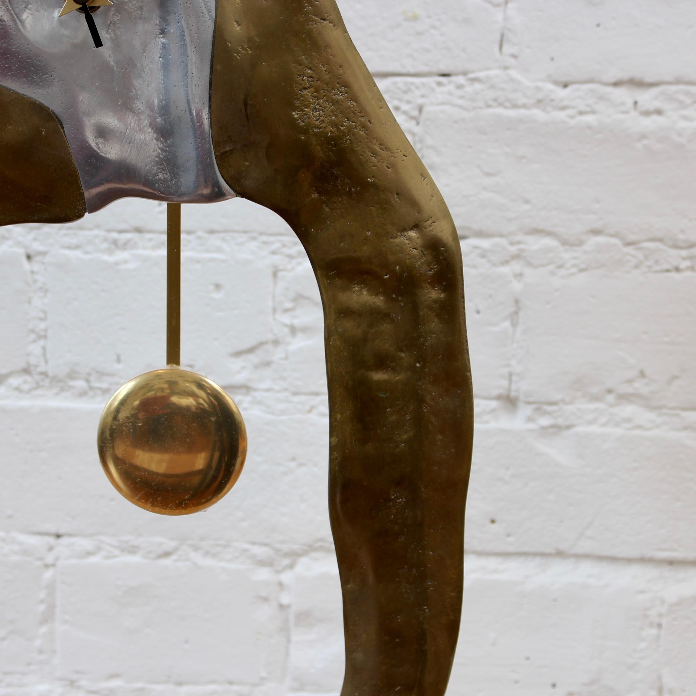 Aluminium and Brass Brutalist Style Clock by David Marshall (circa 1980s) For Sale 6
