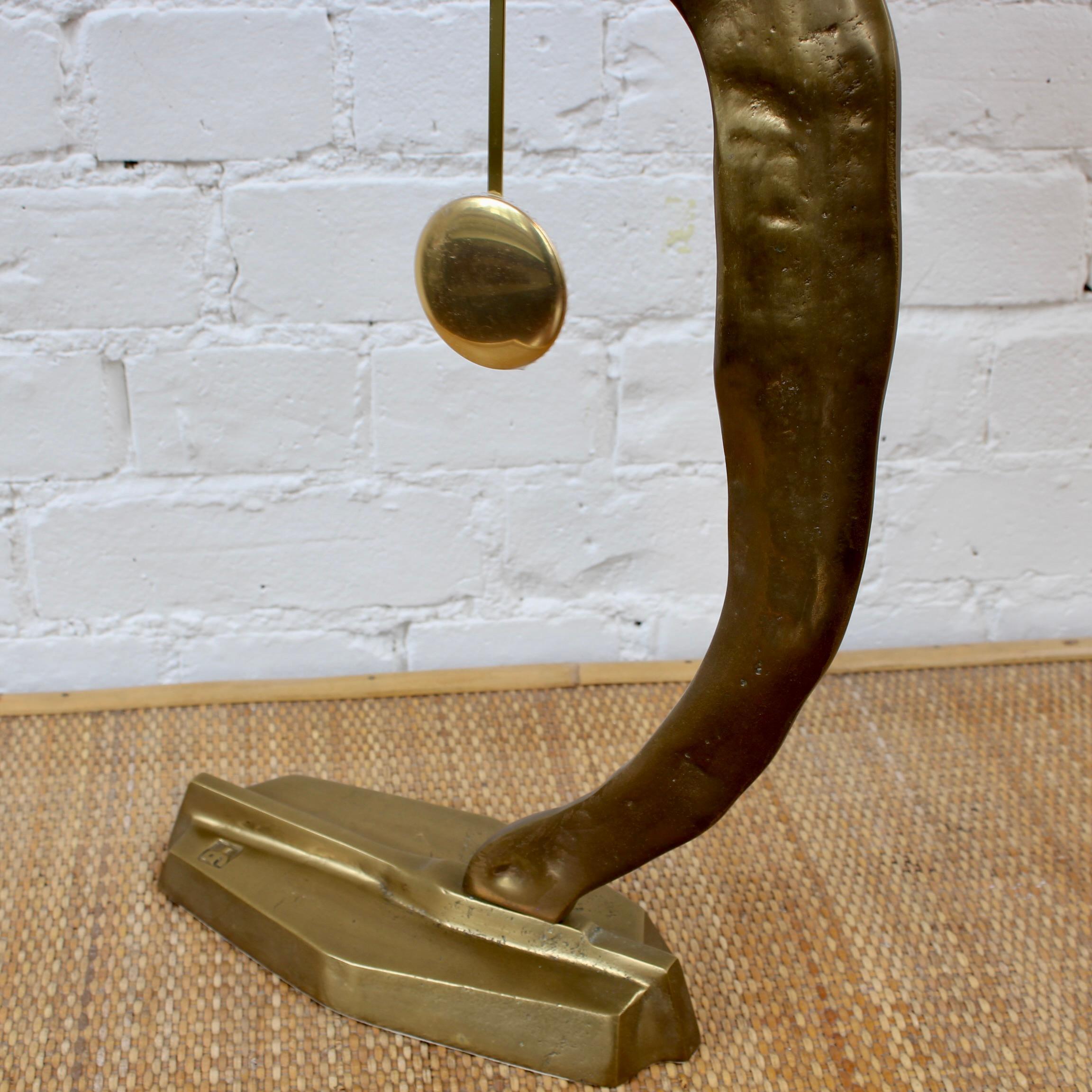 Aluminium and Brass Brutalist Style Clock by David Marshall (circa 1980s) For Sale 2