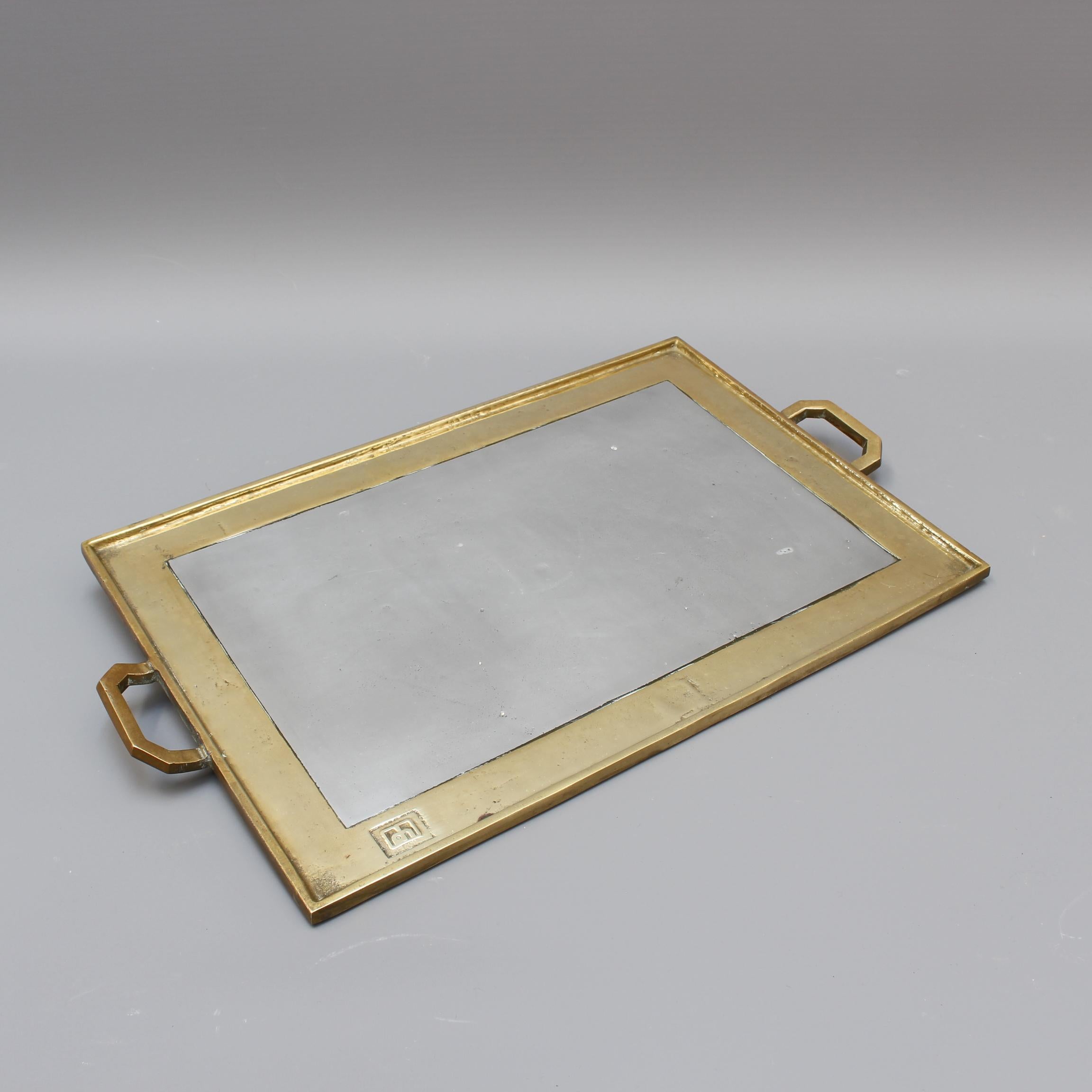 Spanish Aluminium and Brass Brutalist Style Serving Tray by David Marshall, circa 1970s