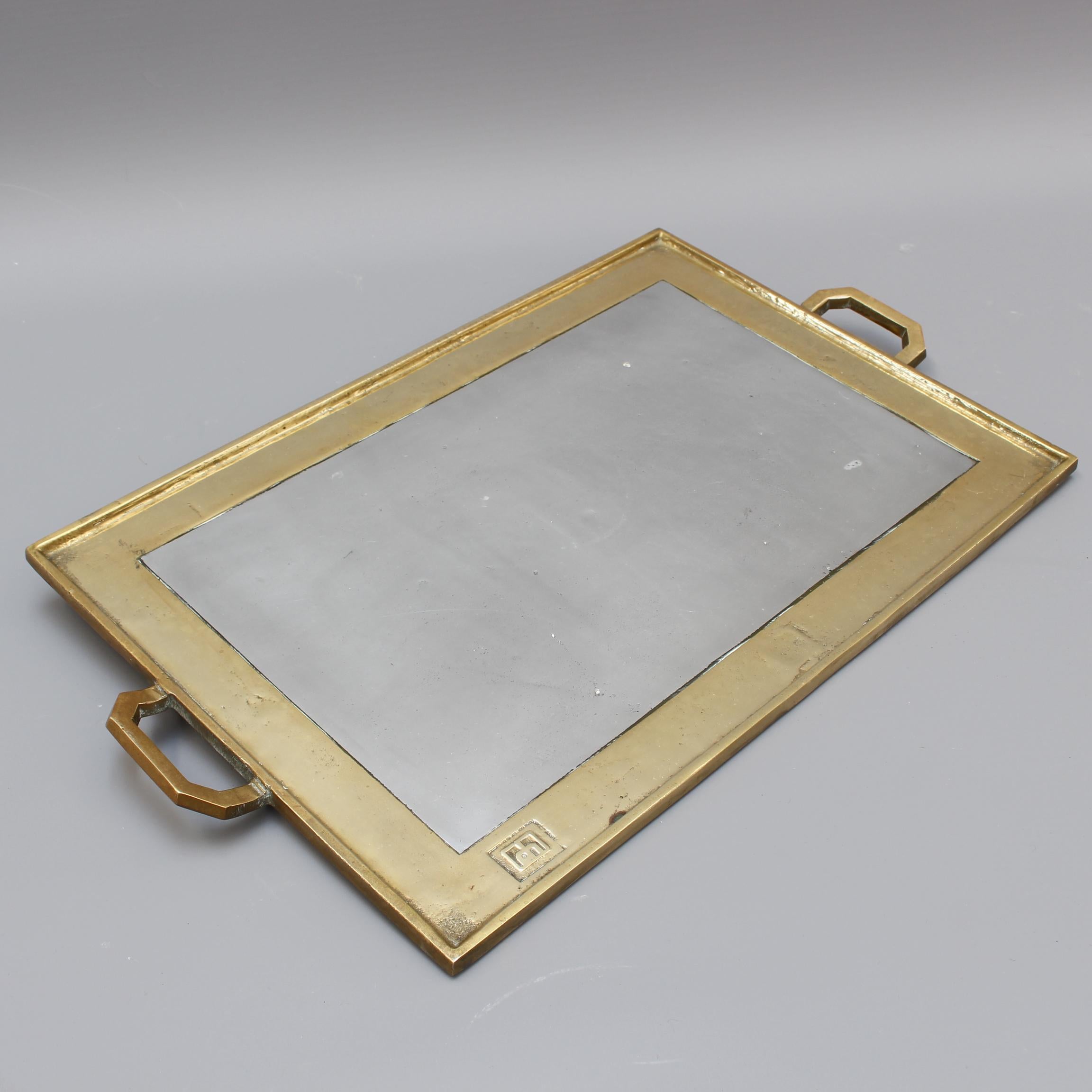 Aluminium and Brass Brutalist Style Serving Tray by David Marshall, circa 1970s In Fair Condition In London, GB