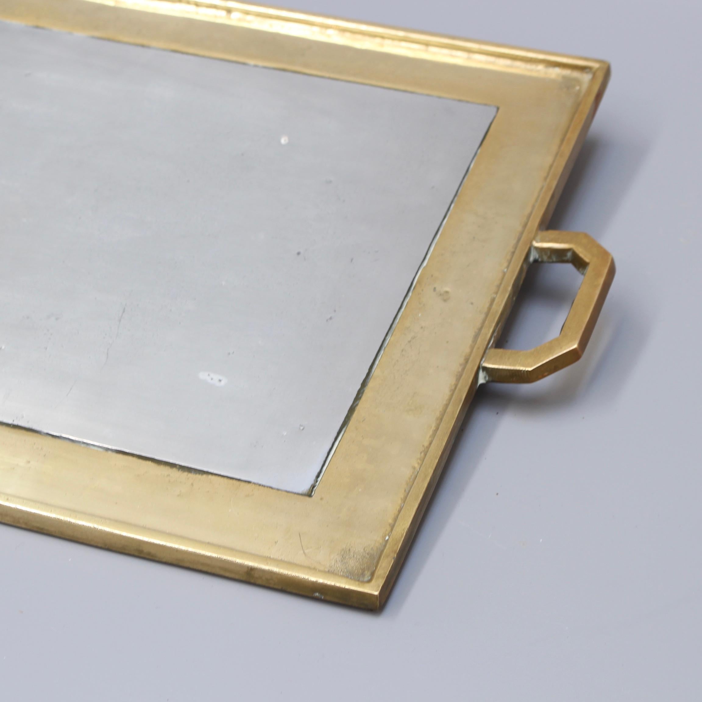 Aluminum Aluminium and Brass Brutalist Style Serving Tray by David Marshall, circa 1970s