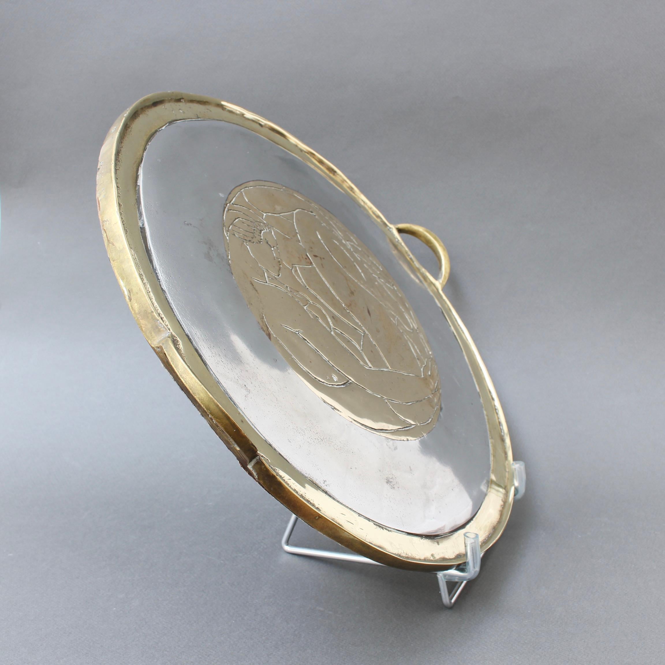 Spanish Aluminium and Brass Brutalist Style Serving Tray by Leopold, 'circa 1970s'