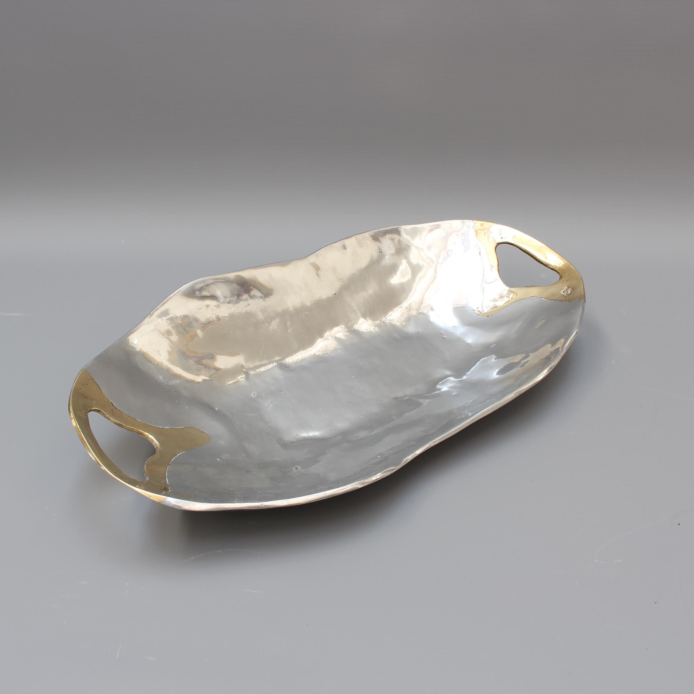 Aluminium and Brass Brutalist Style Tray by David Marshall (1970s) - Large 7