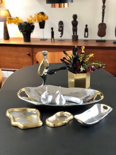 Aluminium and Brass Brutalist Style Tray by David Marshall (1970s) - Large