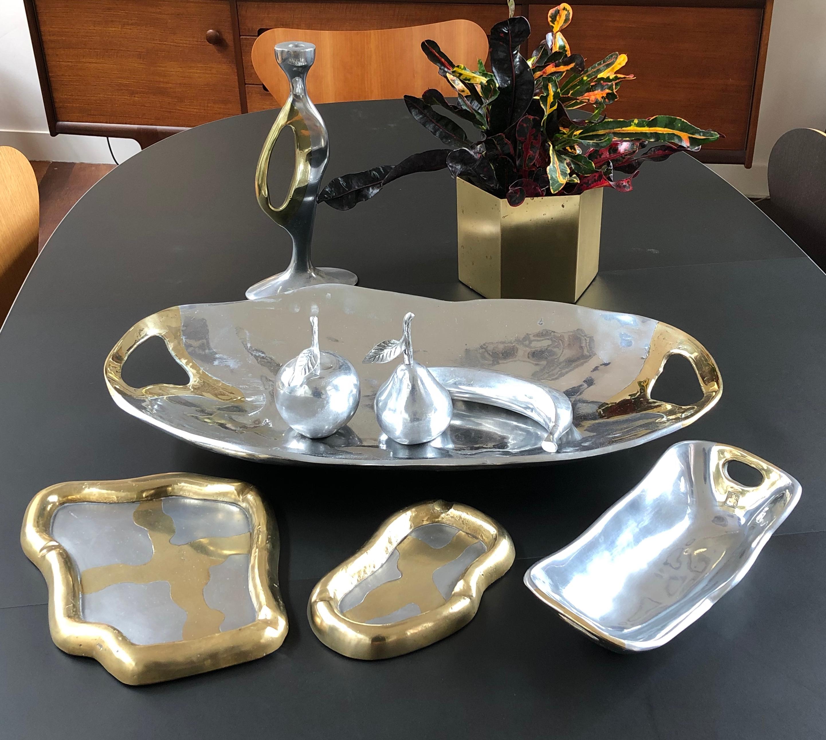 Aluminium and Brass Brutalist Style Tray by David Marshall (1970s) - Large 1