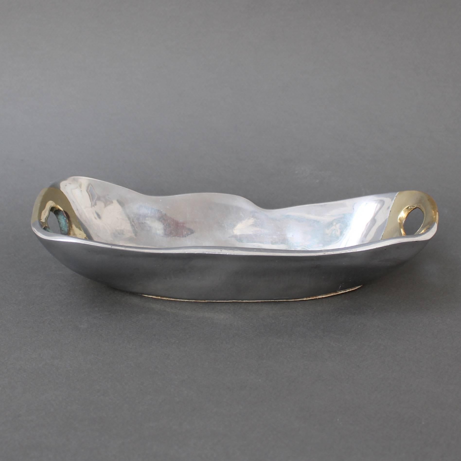 Aluminium and Brass Brutalist Style Tray by David Marshall, circa 1970s 3