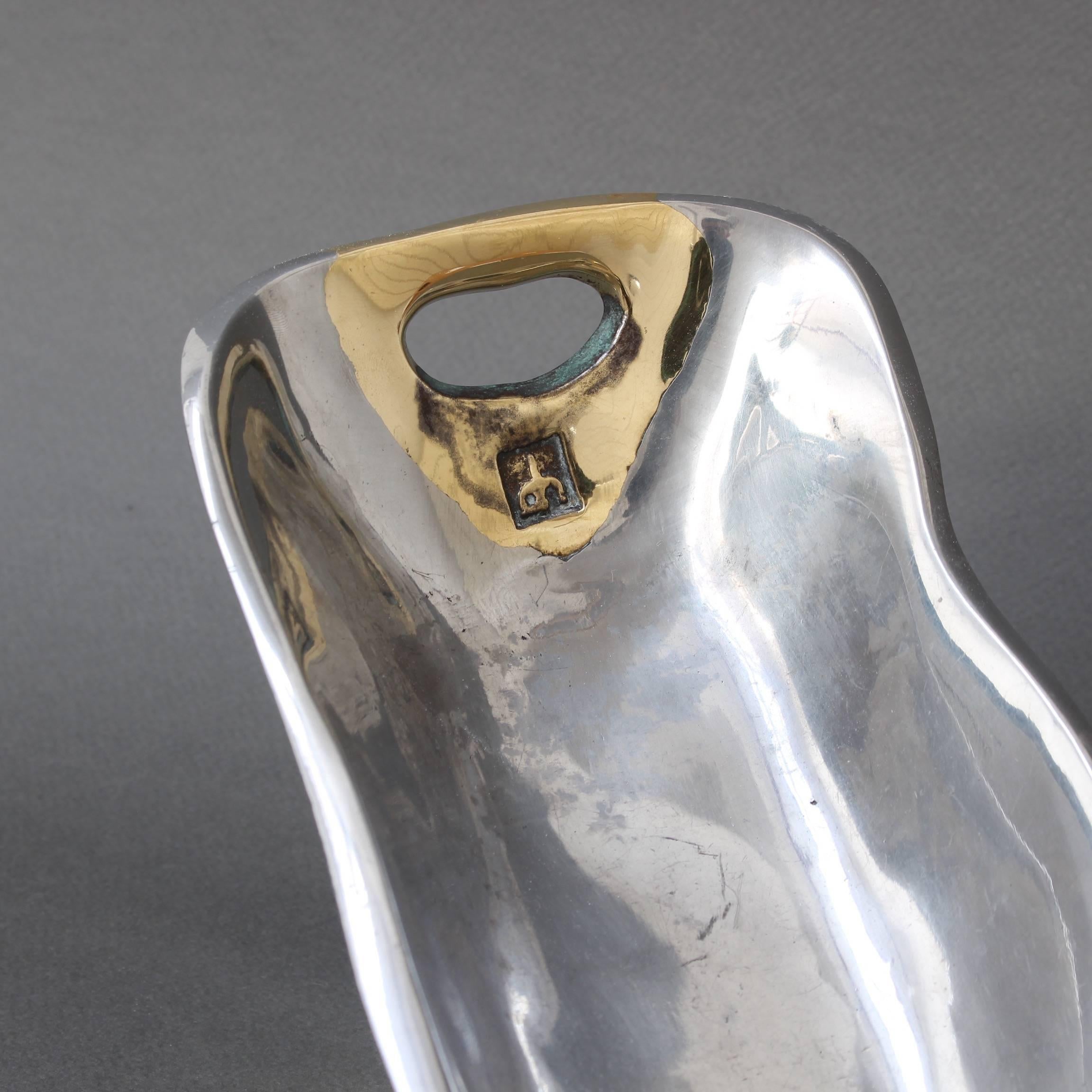 Aluminium and Brass Brutalist Style Tray by David Marshall, circa 1970s 5