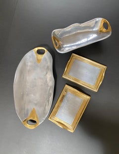 Aluminium and Brass Brutalist Style Vide-Poche by David Marshall 'circa 1970s'
