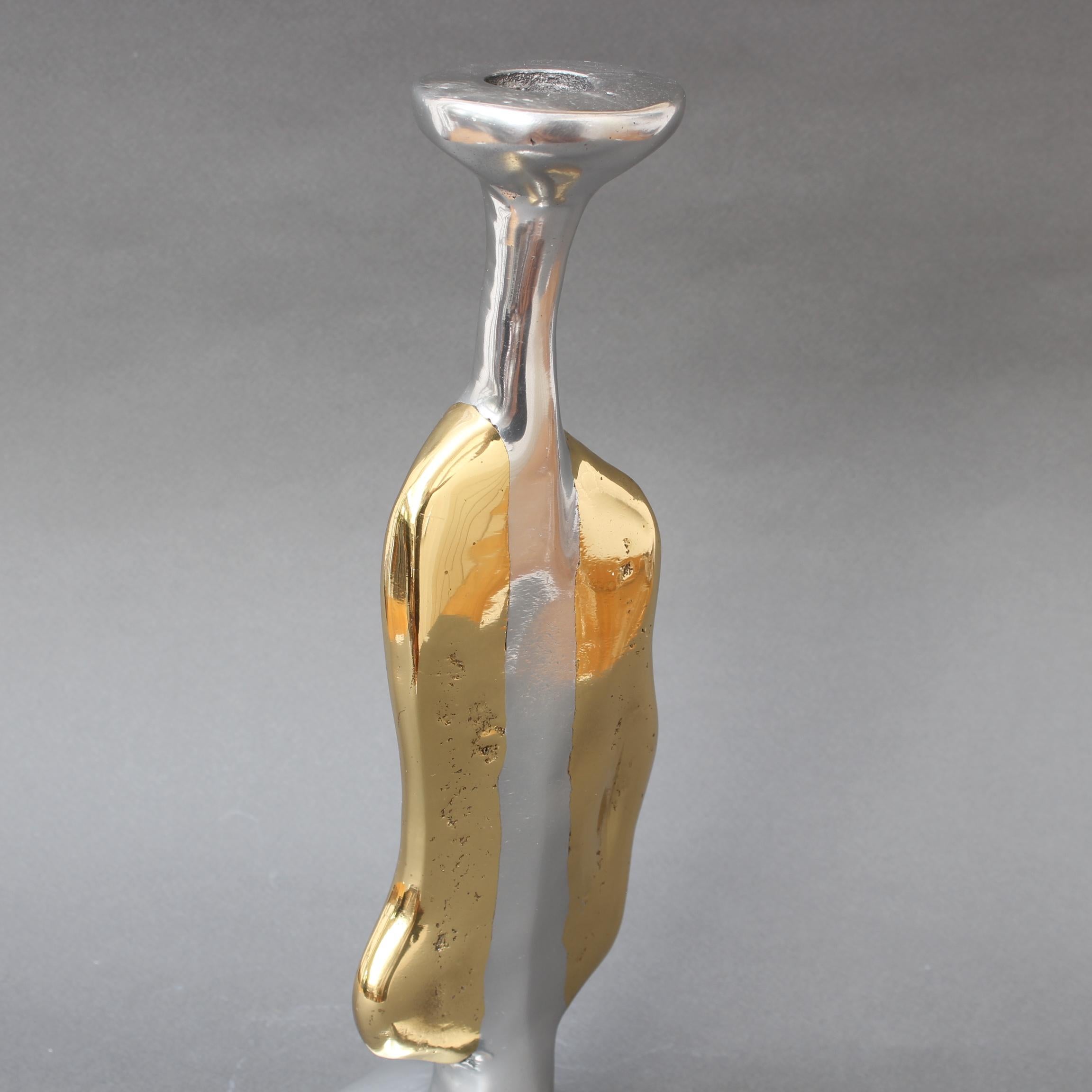 Aluminium and Brass Candle Stand in the Style of David Marshall, circa 1970s 3