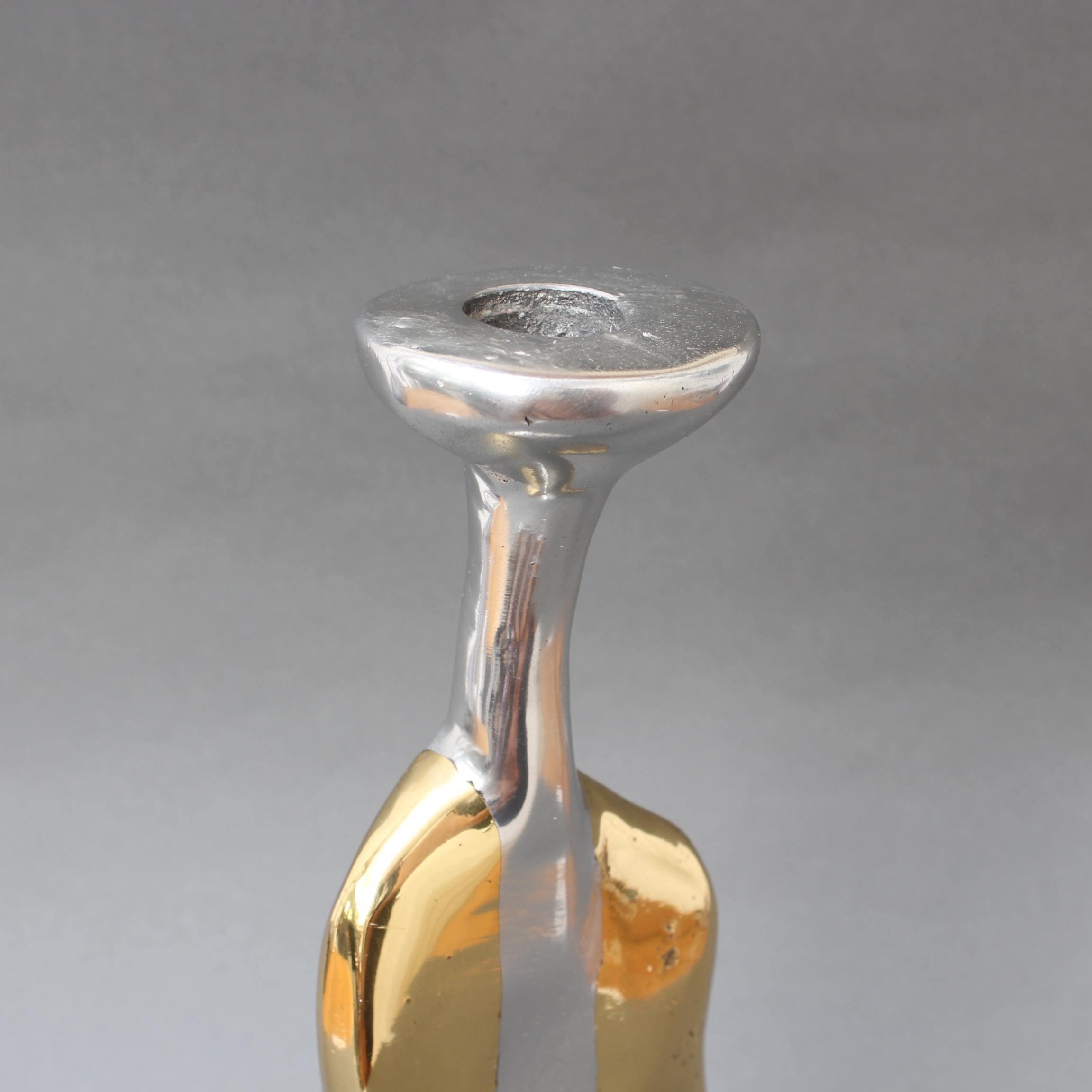 Aluminium and Brass Candle Stand in the Style of David Marshall, circa 1970s 4