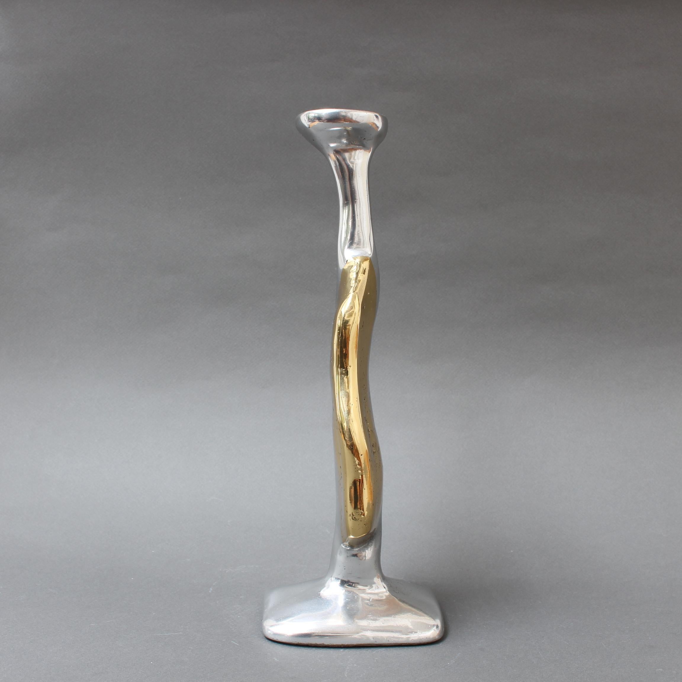 Spanish Aluminium and Brass Candle Stand in the Style of David Marshall, circa 1970s