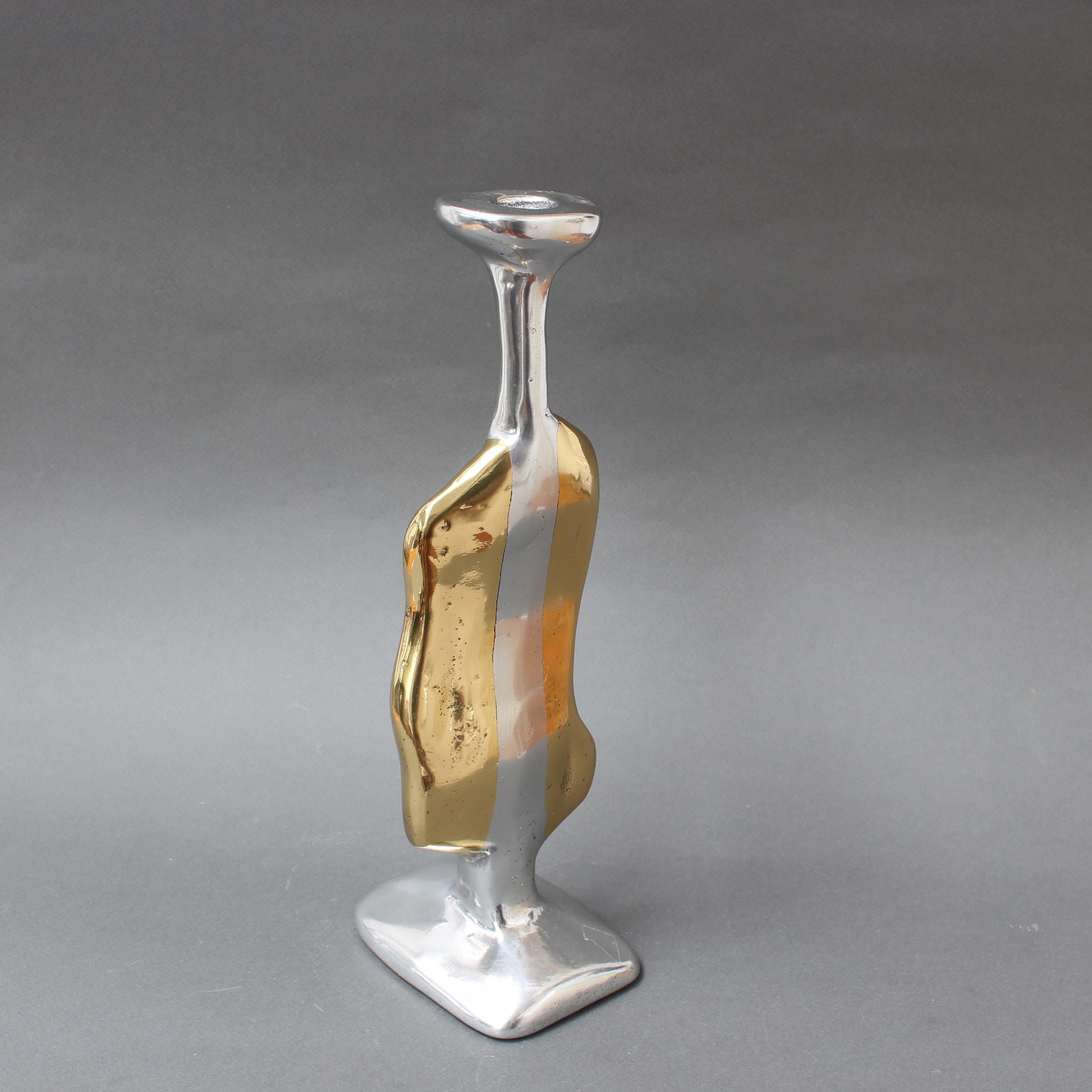 Late 20th Century Aluminium and Brass Candle Stand in the Style of David Marshall, circa 1970s