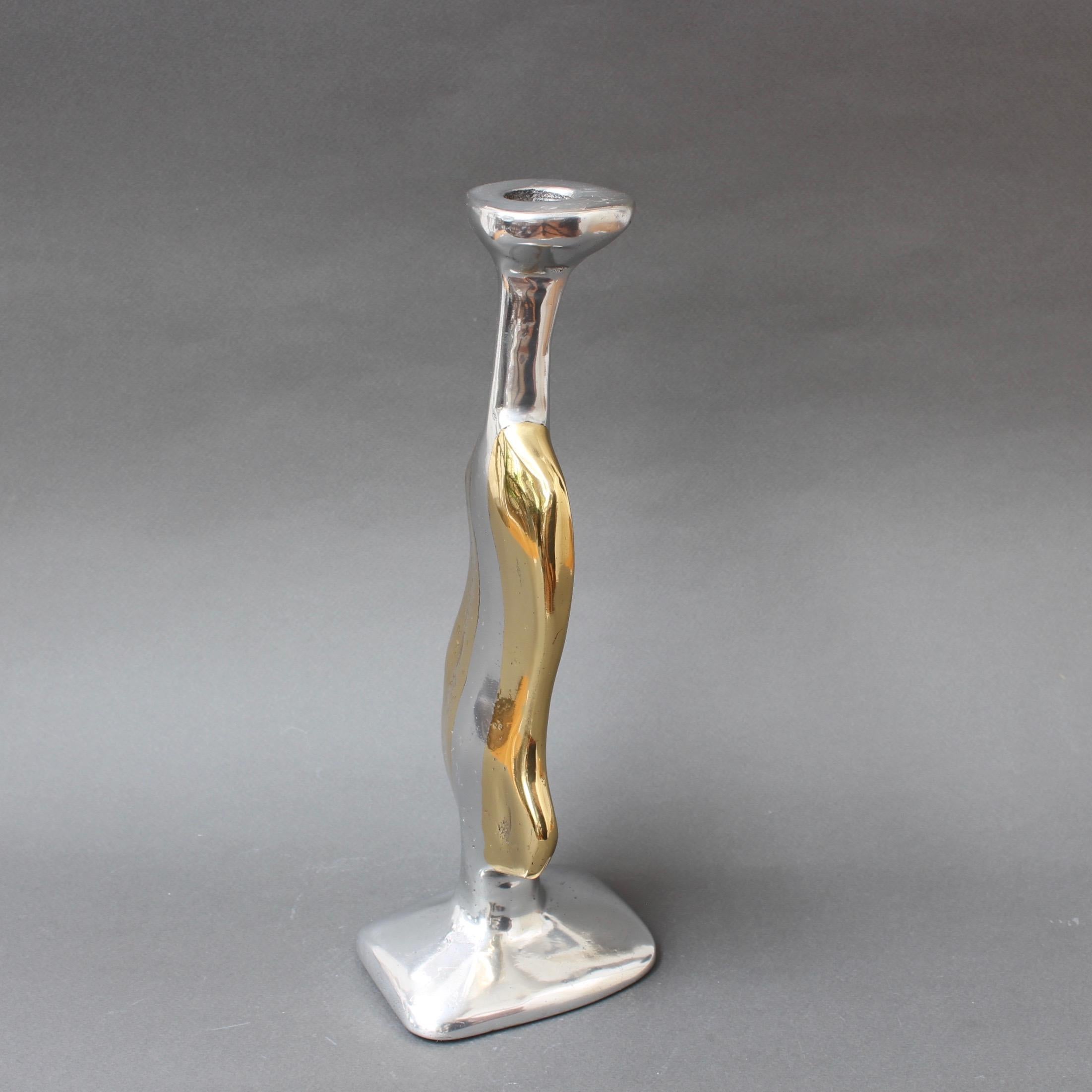 Aluminium and Brass Candle Stand in the Style of David Marshall, circa 1970s 1