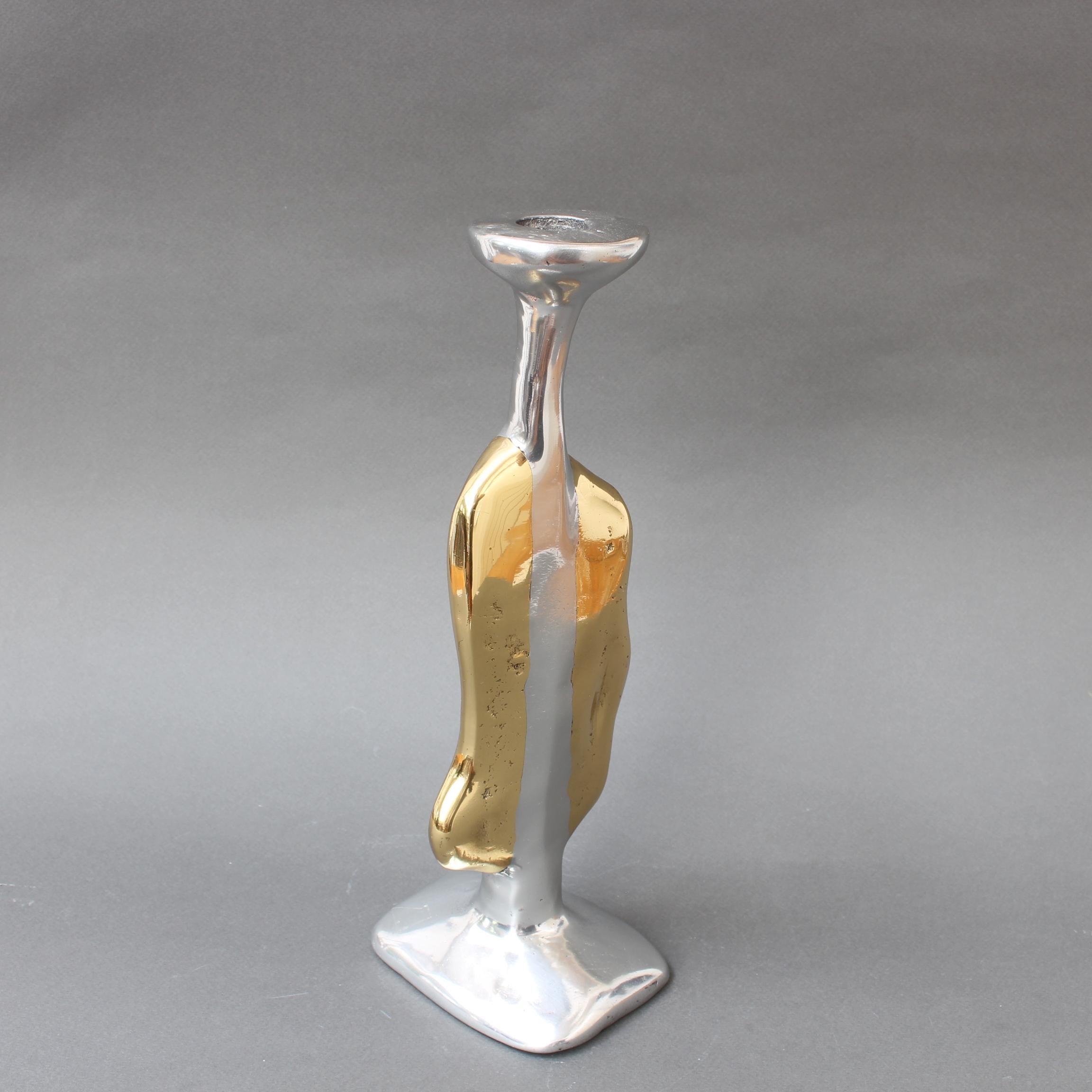 Aluminium and Brass Candle Stand in the Style of David Marshall, circa 1970s 2