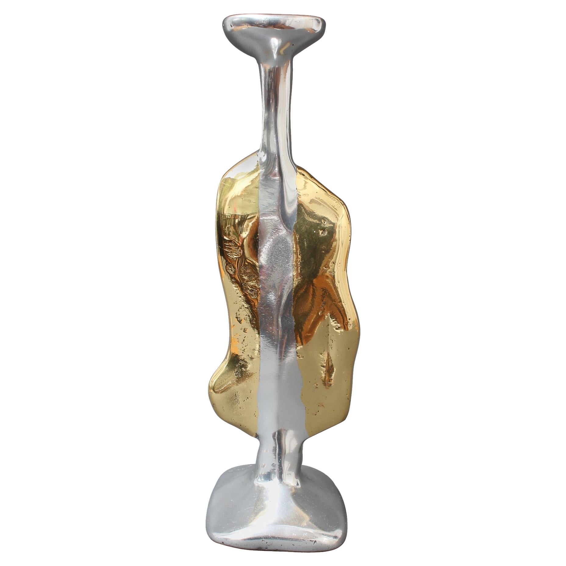 Aluminium and Brass Candle Stand in the Style of David Marshall, circa 1970s
