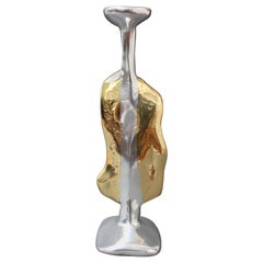 Aluminium and Brass Candle Stand in the Style of David Marshall, circa 1970s