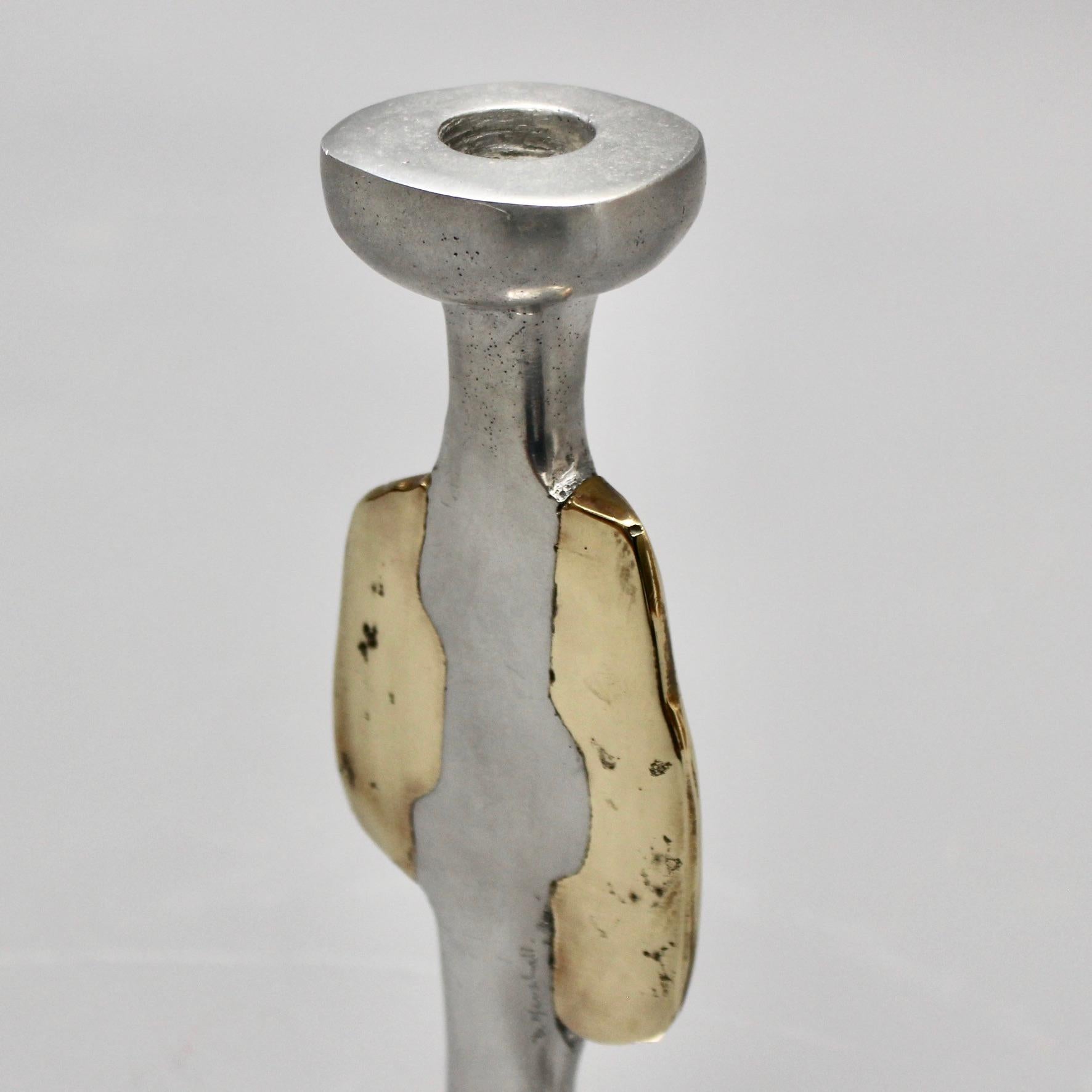 Aluminium and Brass Candlestick by David Marshall, circa 1970s 4