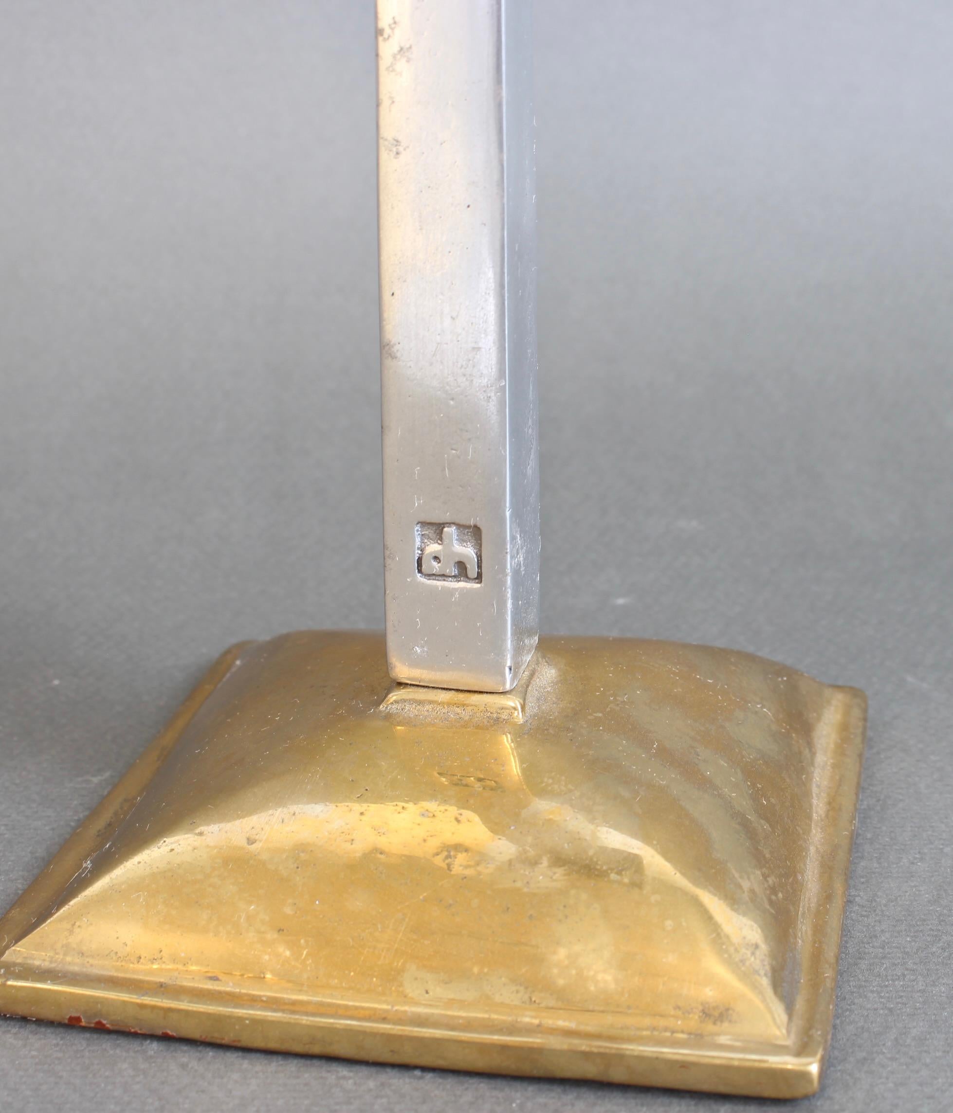 Aluminium and Brass Candlestick by David Marshall (circa 1980s) For Sale 4