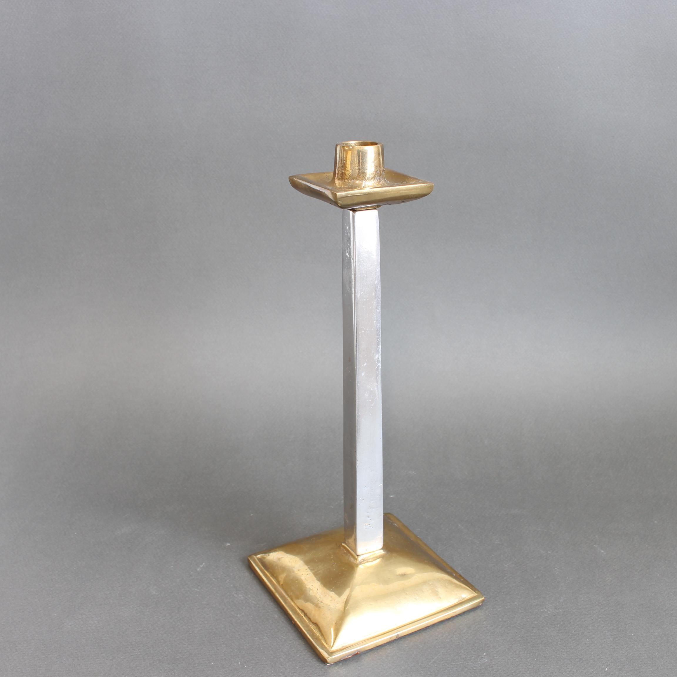 Late 20th Century Aluminium and Brass Candlestick by David Marshall (circa 1980s) For Sale