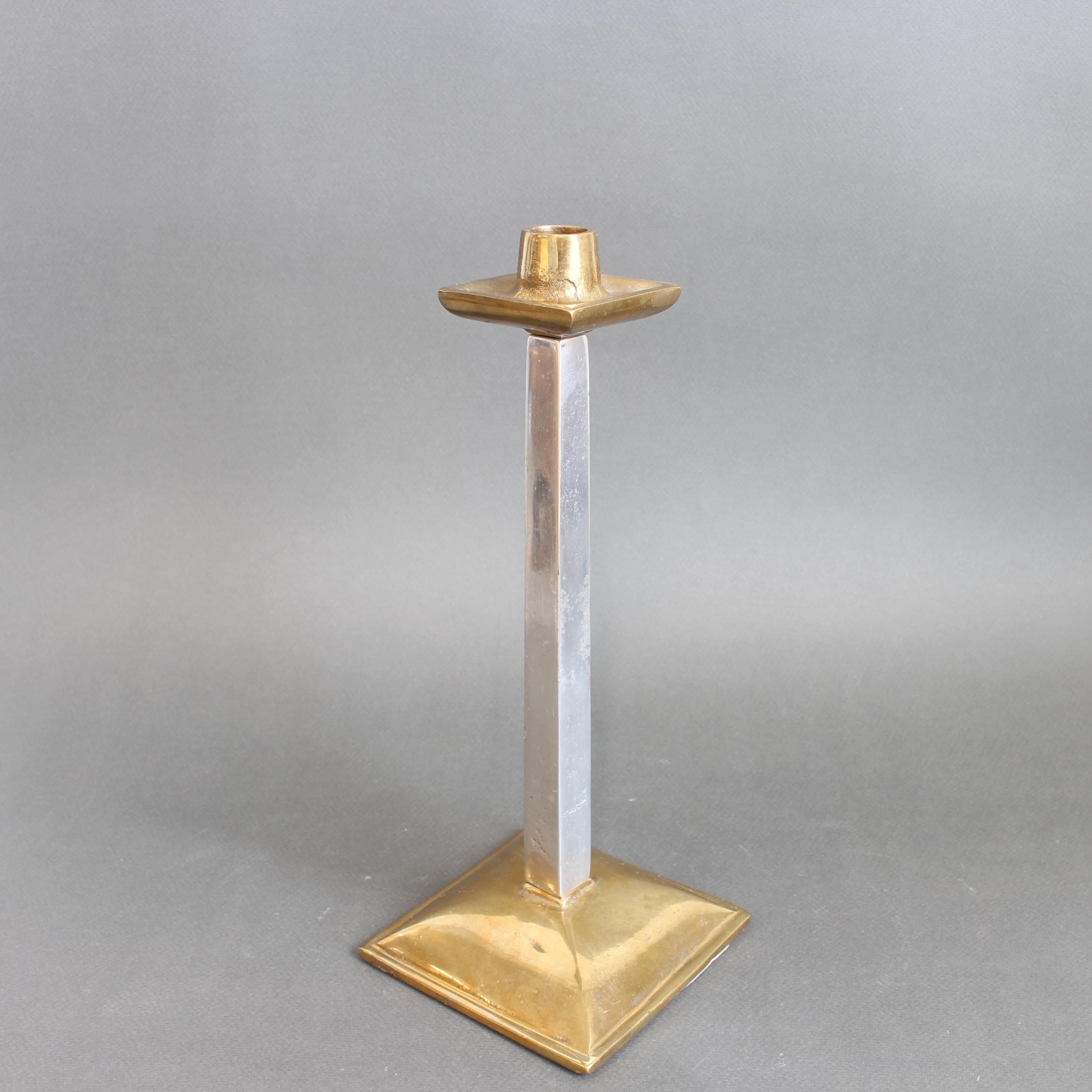 Aluminum Aluminium and Brass Candlestick by David Marshall (circa 1980s) For Sale