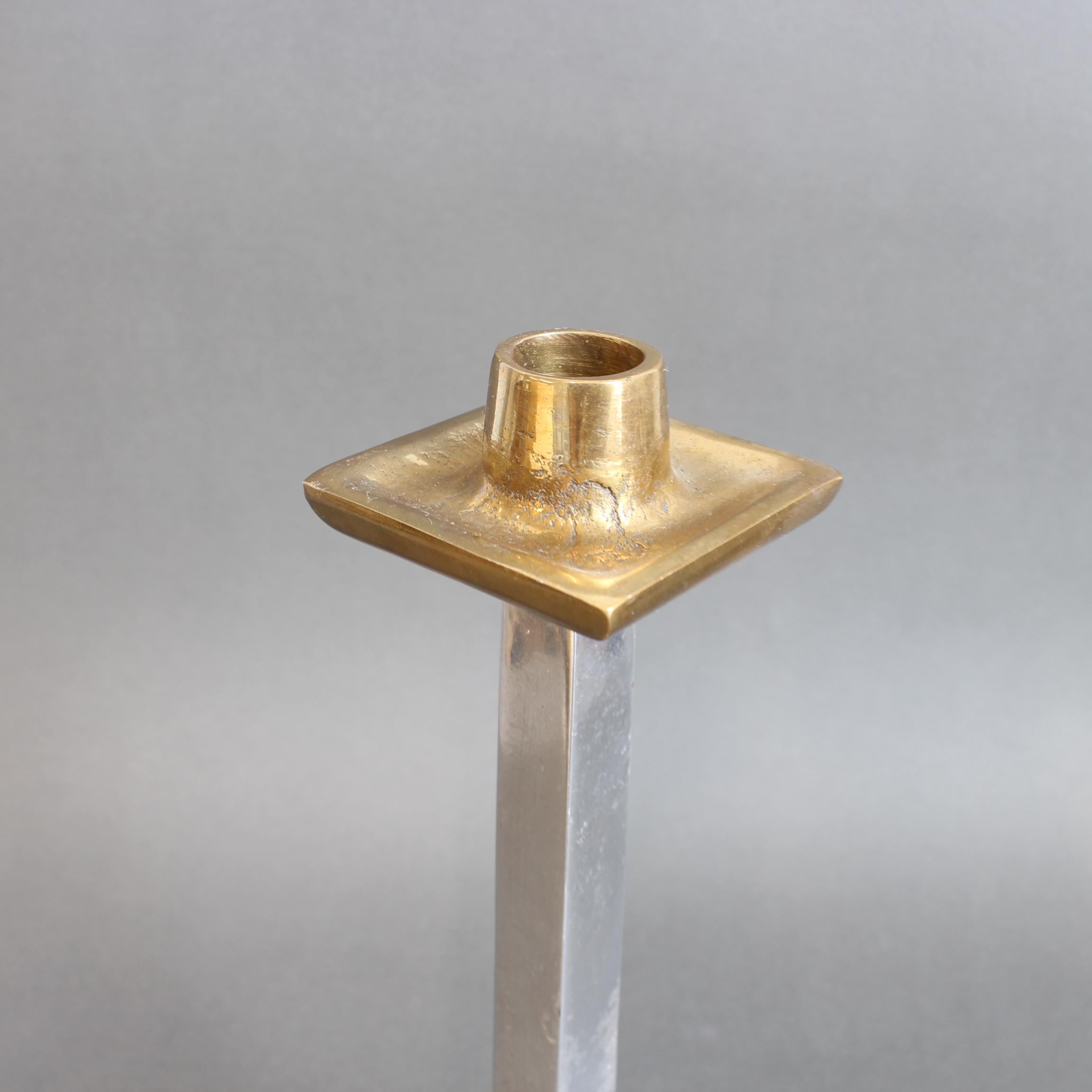 Aluminium and Brass Candlestick by David Marshall (circa 1980s) For Sale 1