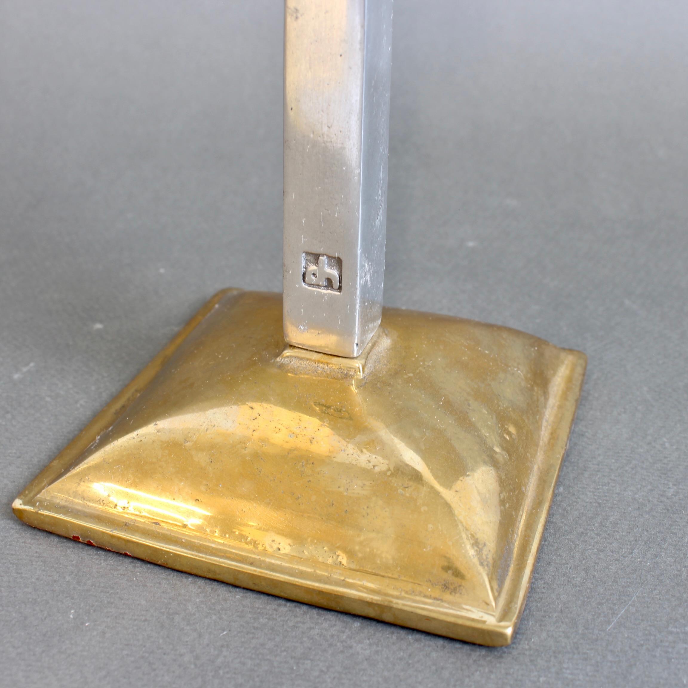 Aluminium and Brass Candlestick by David Marshall (circa 1980s) For Sale 3