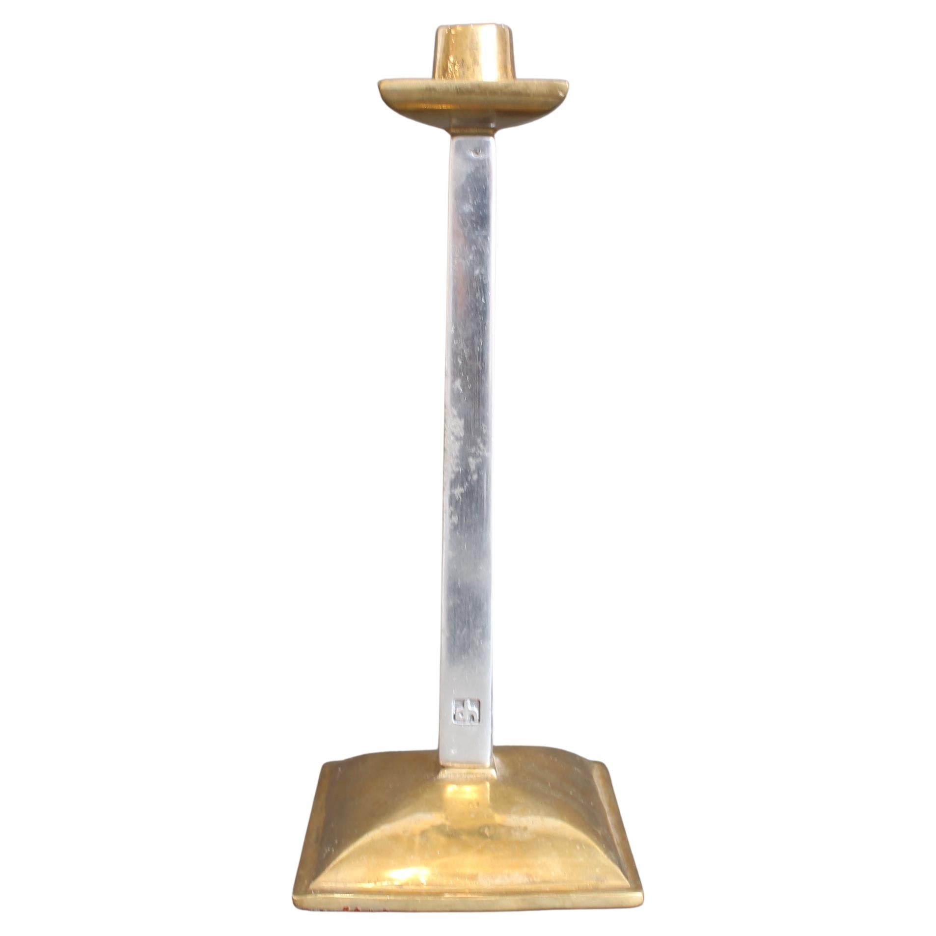 Aluminium and Brass Candlestick by David Marshall (circa 1980s) For Sale